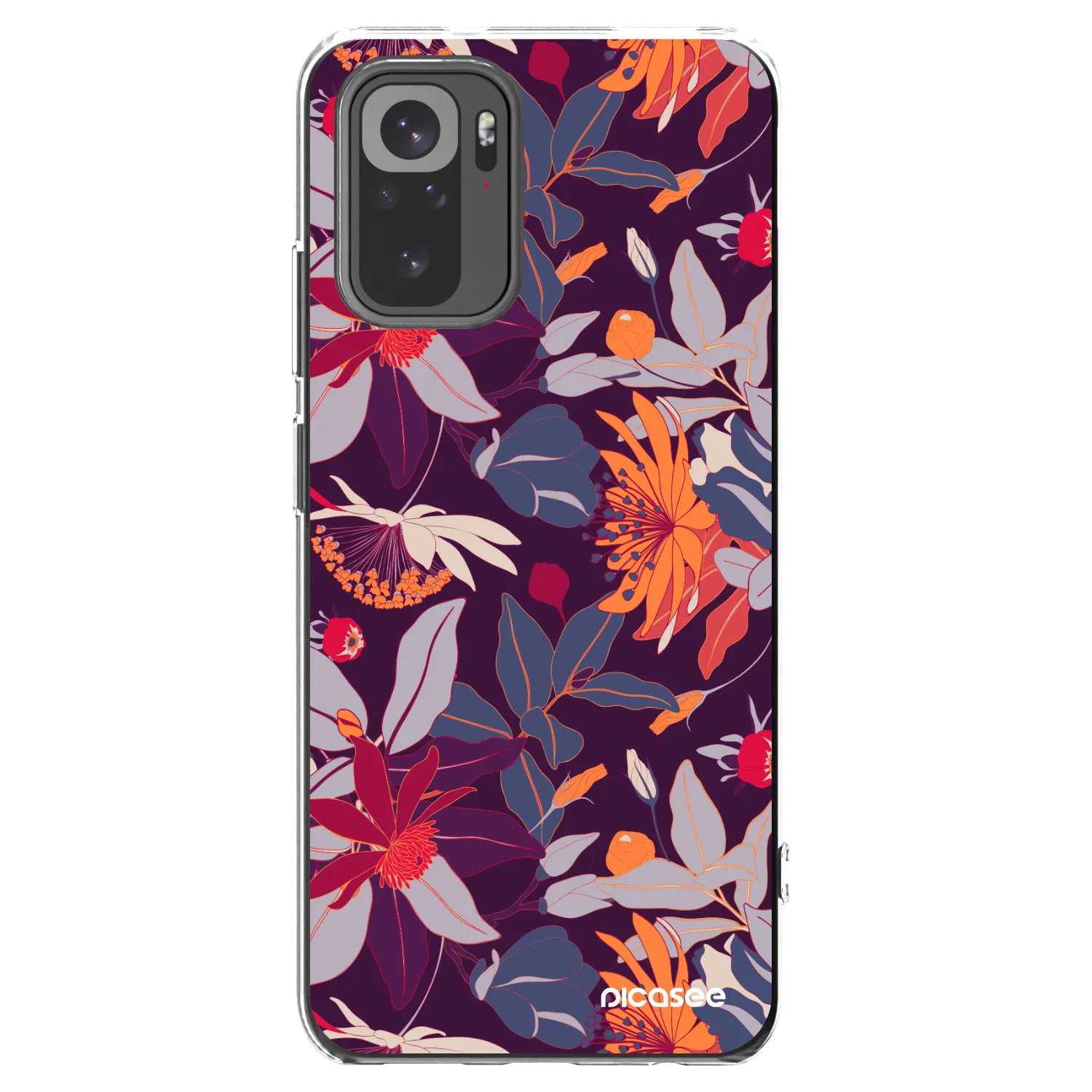 Picasee Xiaomi Redmi Note 10S Hülle - Transparentes Silikon - Purple Leaf