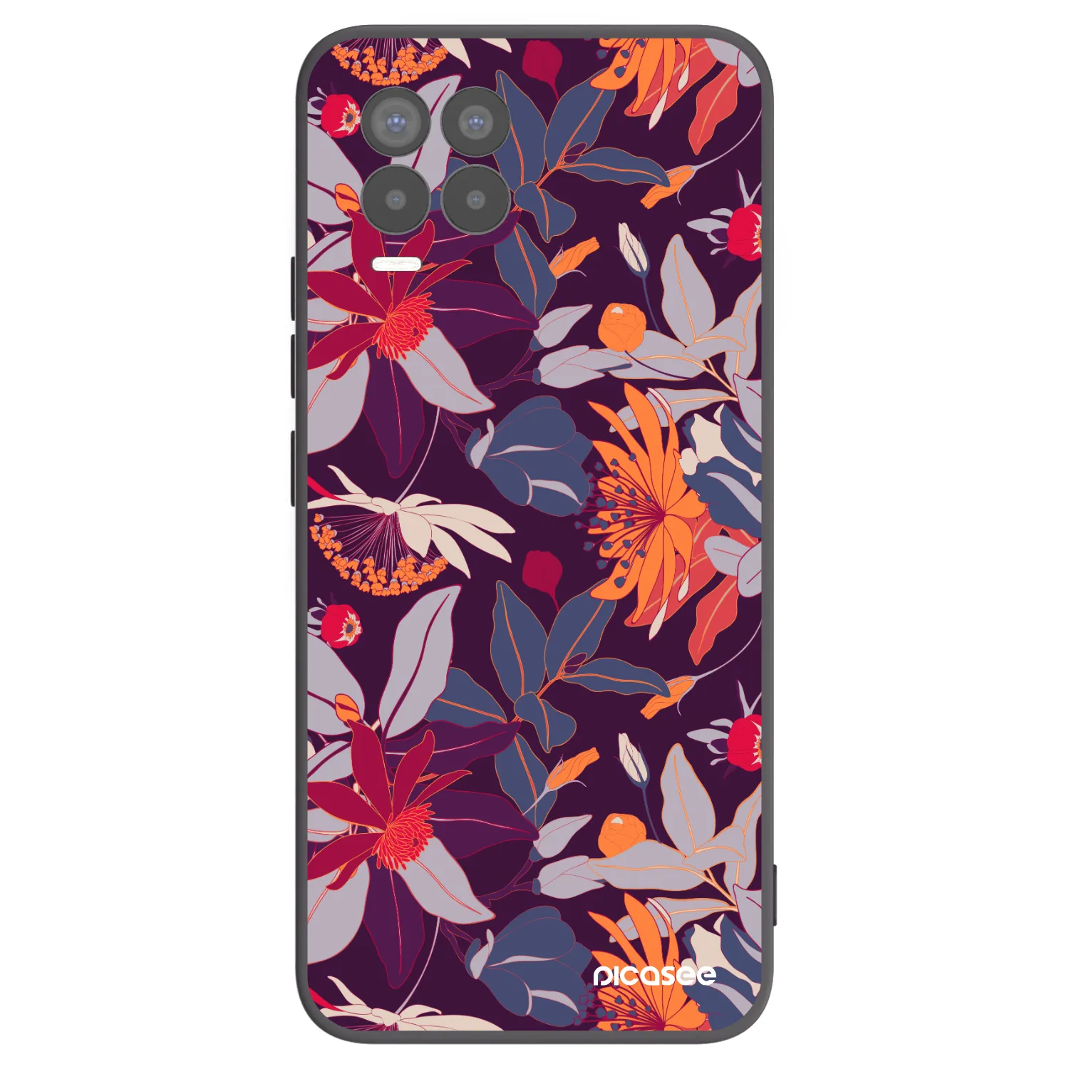 Picasee Realme 8 4G Hülle - Schwarzes Silikon - Purple Leaf
