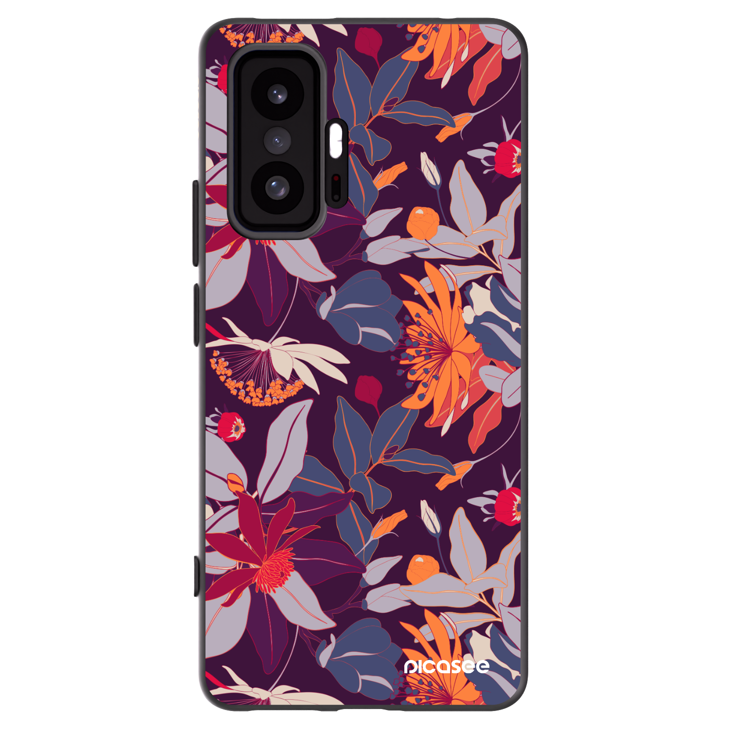 Picasee Xiaomi 11T Pro Hülle - Schwarzes Silikon - Purple Leaf