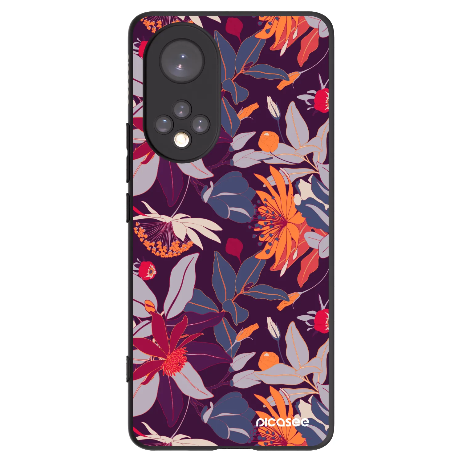Picasee Huawei Nova 9 Hülle - Schwarzes Silikon - Purple Leaf