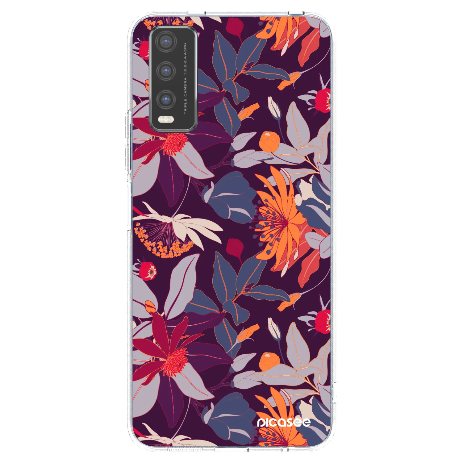 Picasee Vivo Y20s Hülle - Transparentes Silikon - Purple Leaf