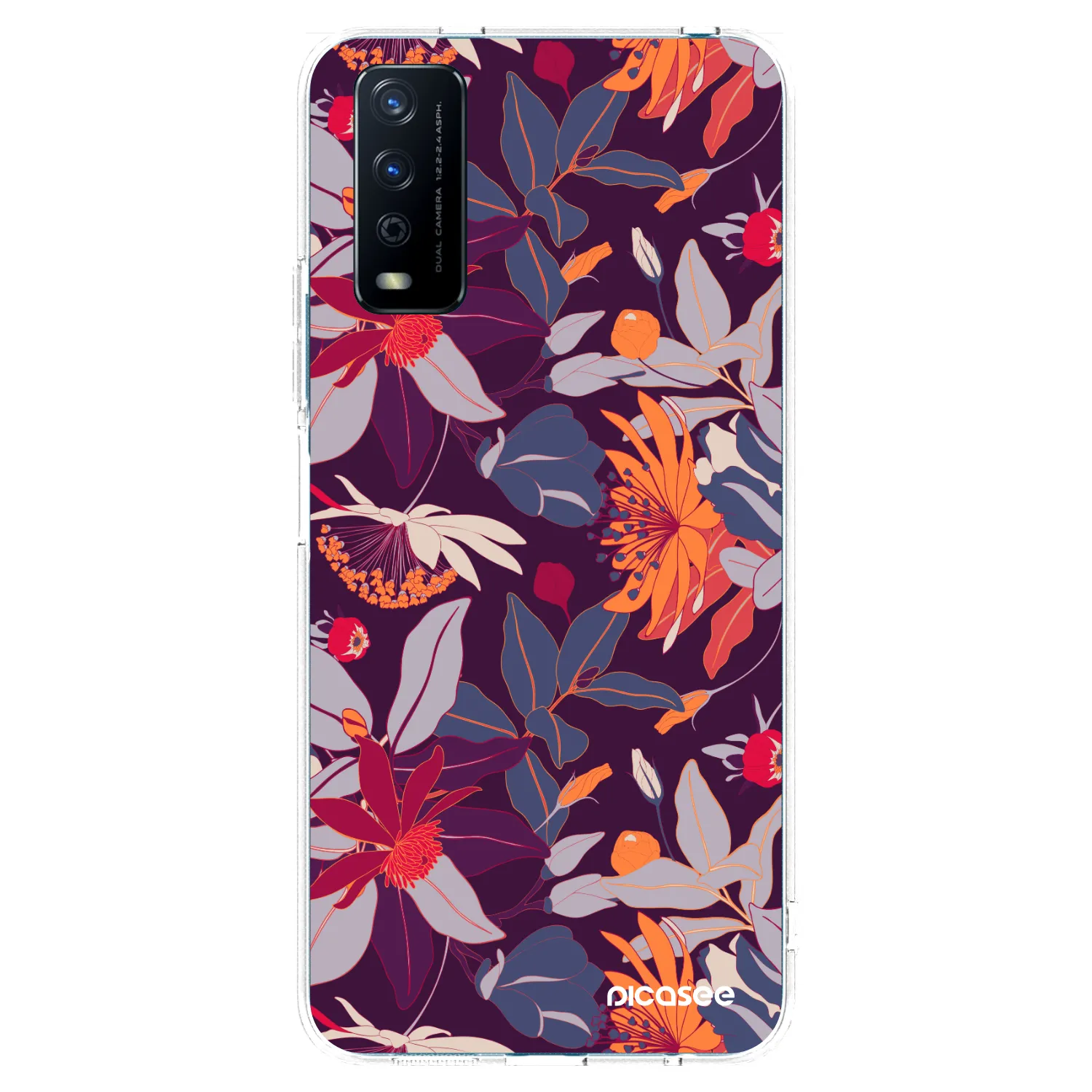 Picasee Vivo Y11s Hülle - Transparentes Silikon - Purple Leaf