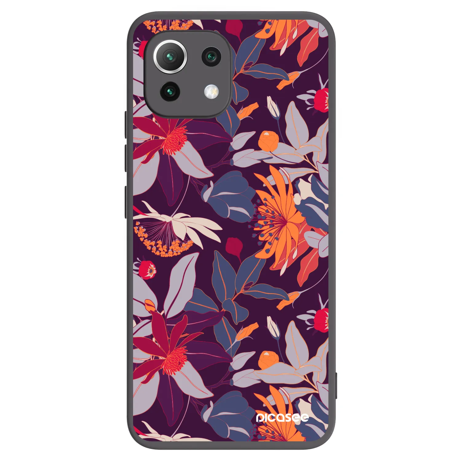 Picasee Xiaomi 11 Lite 5G NE Hülle - Schwarzes Silikon - Purple Leaf