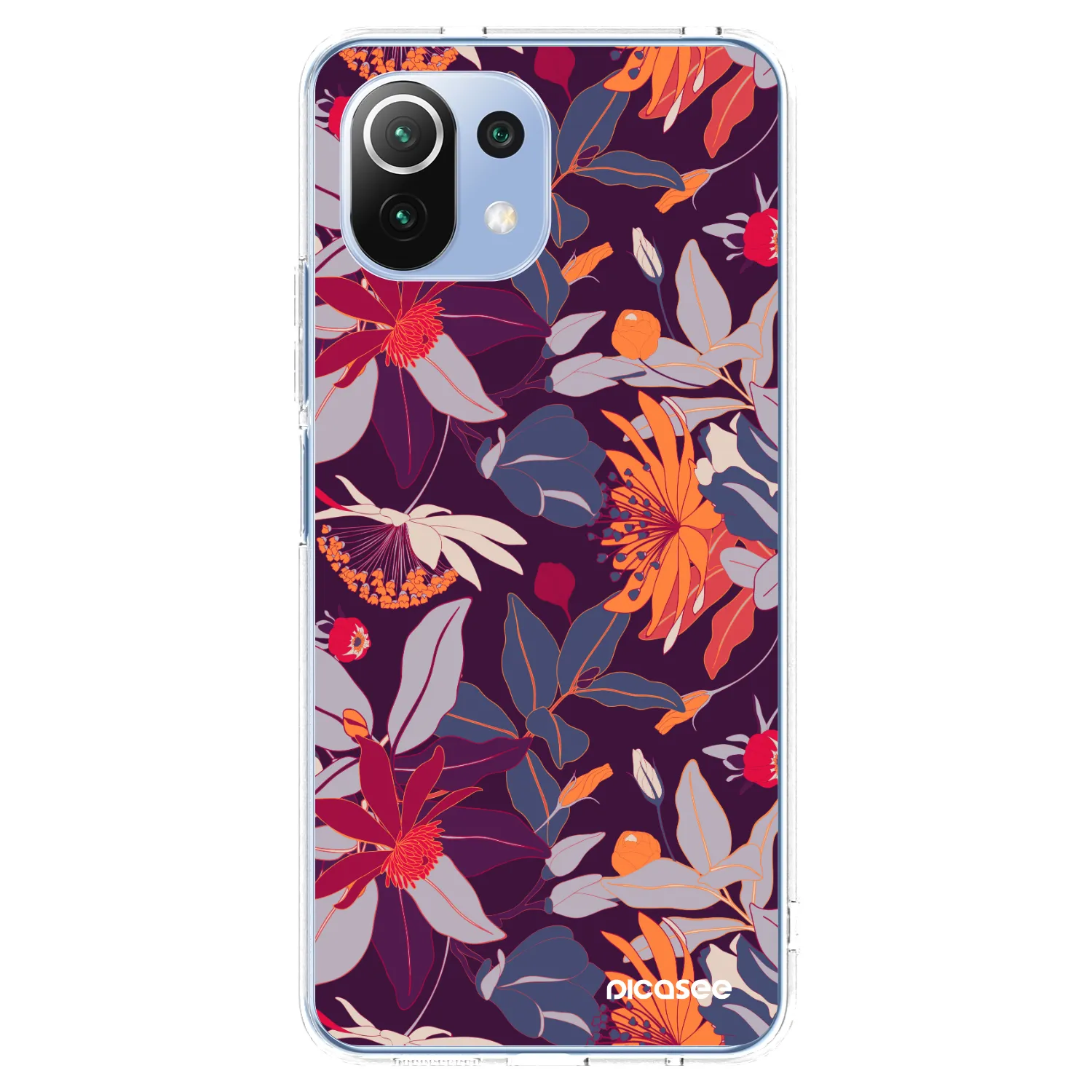 Picasee Xiaomi 11 Lite 5G NE Hülle - Transparentes Silikon - Purple Leaf
