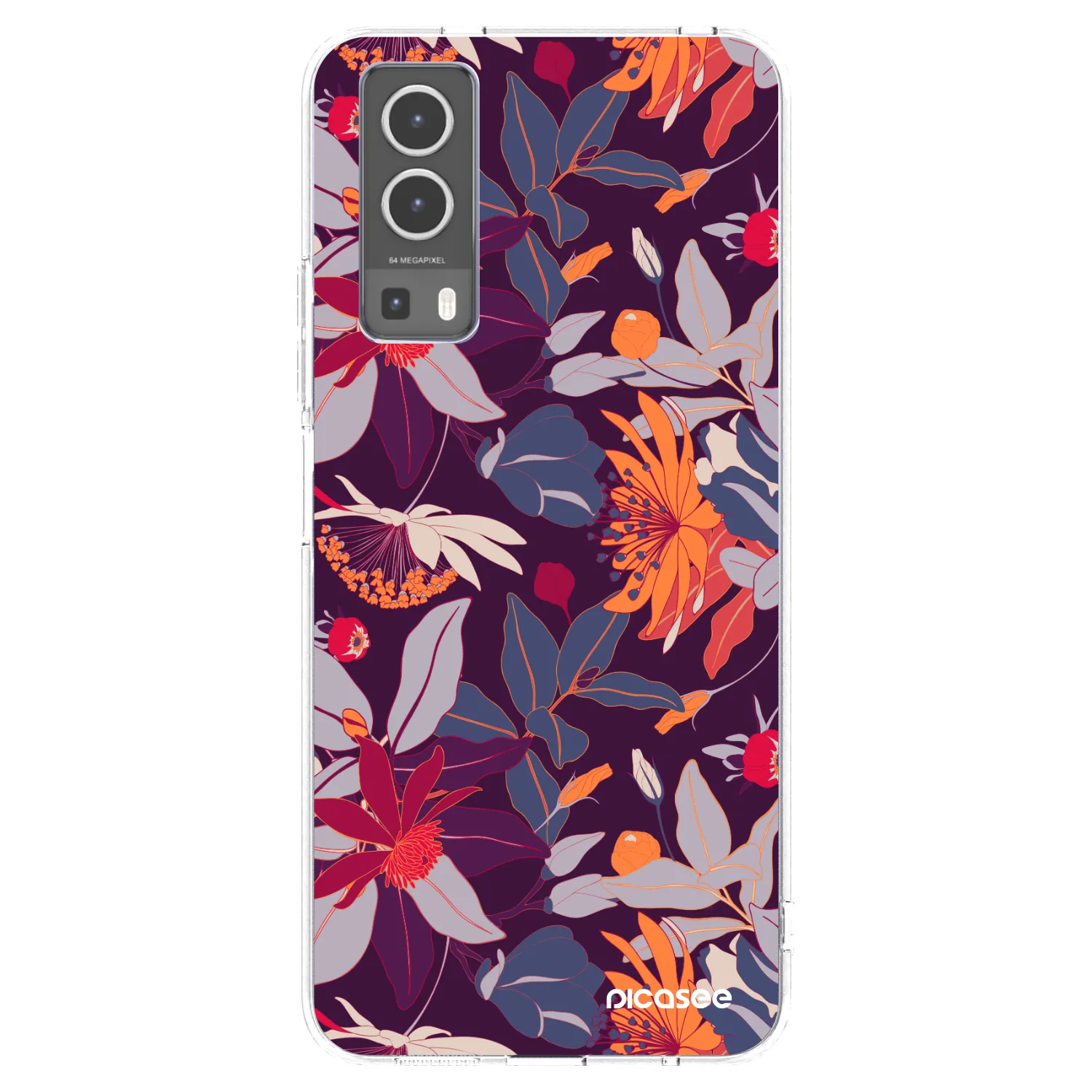 Picasee Vivo Y72 5G Hülle - Transparentes Silikon - Purple Leaf