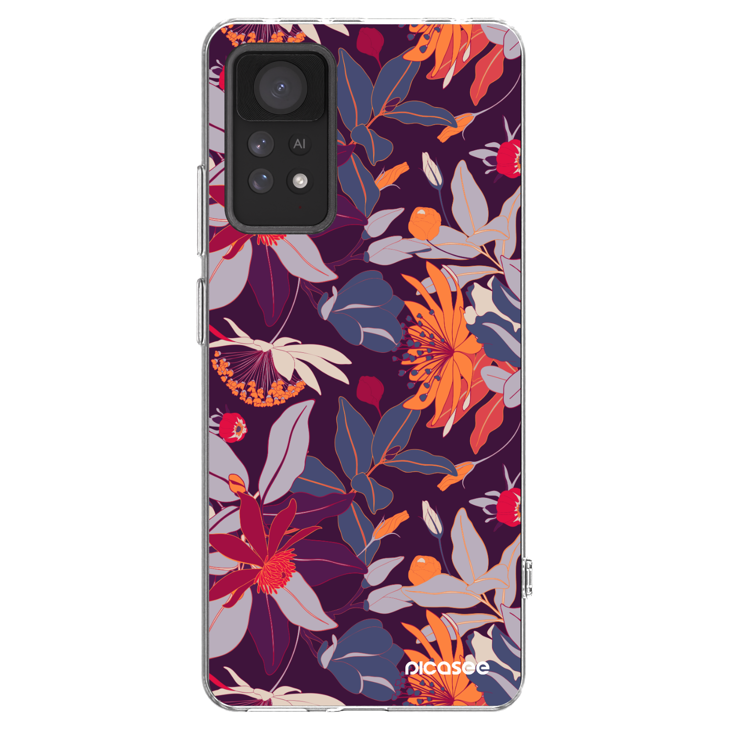 Picasee Xiaomi Redmi Note 11 Pro Hülle - Transparentes Silikon - Purple Leaf
