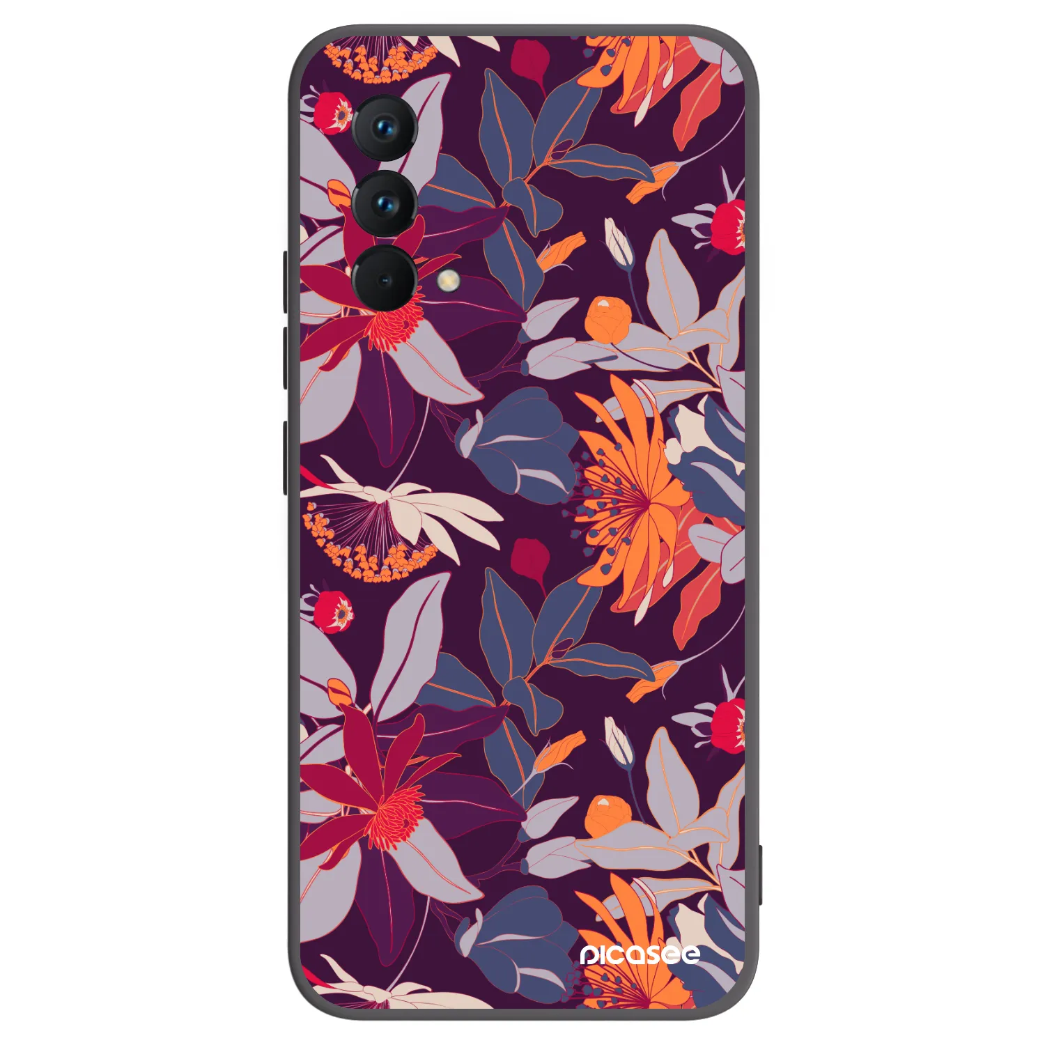 Picasee Realme GT Master Edition 5G Hülle - Schwarzes Silikon - Purple Leaf