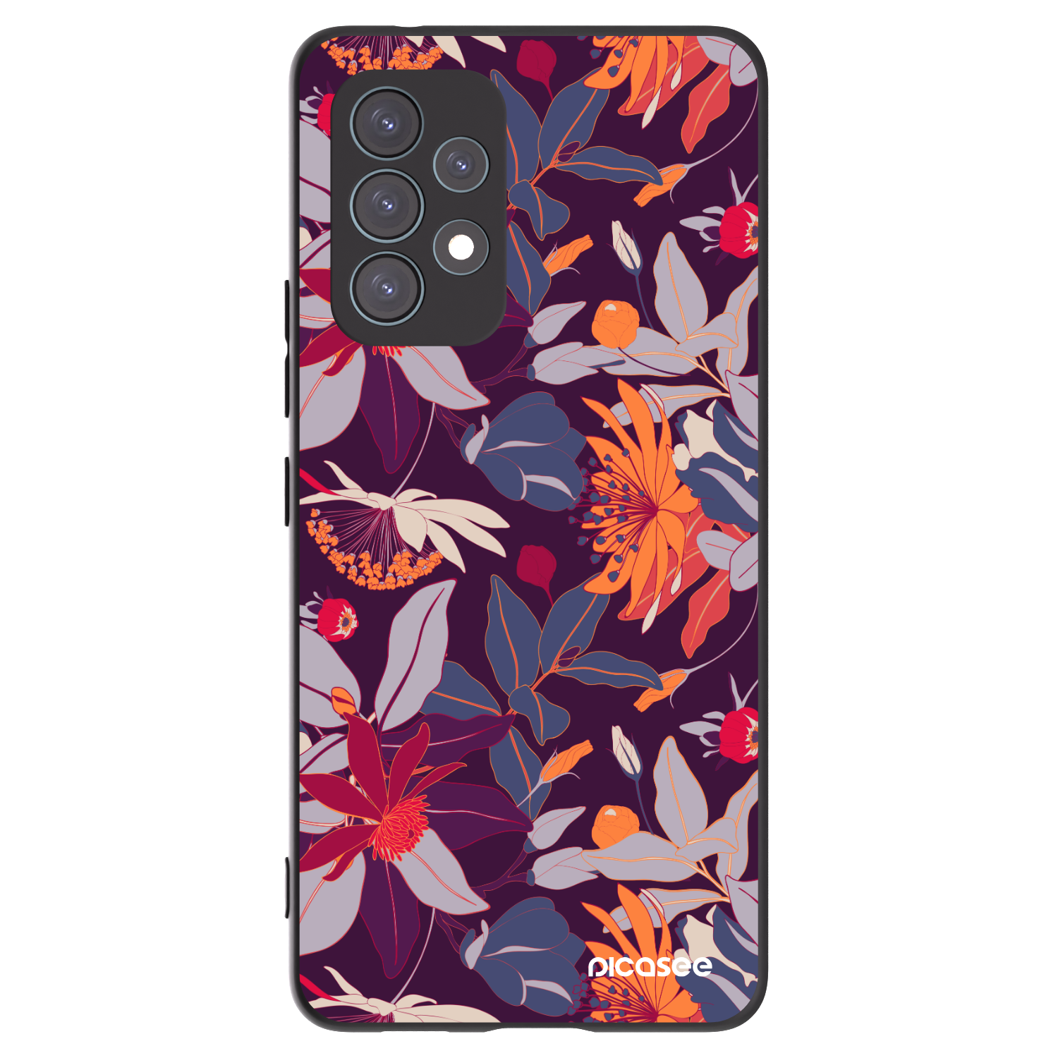 Picasee Samsung Galaxy A53 5G A536 Hülle - Schwarzes Silikon - Purple Leaf