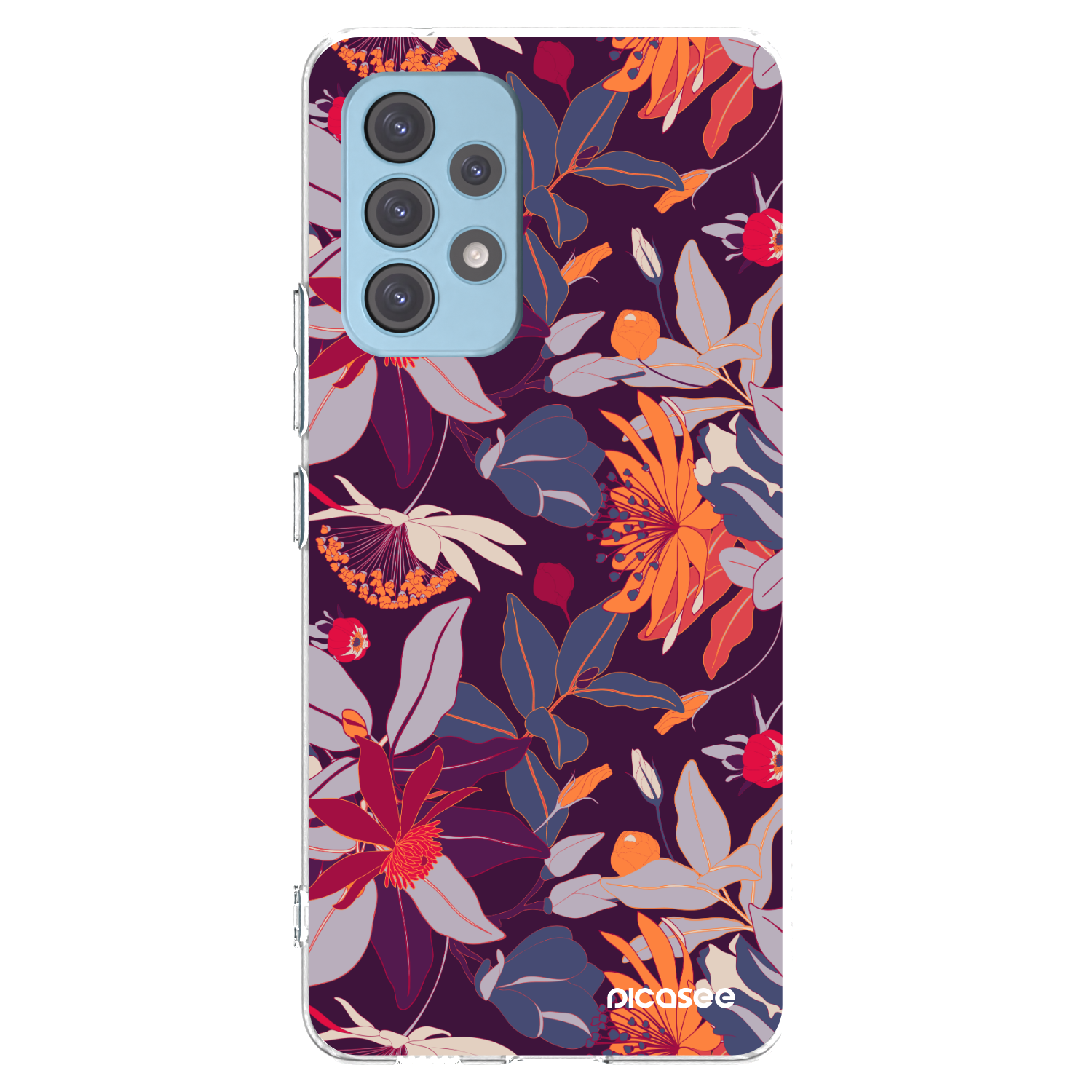 Picasee Samsung Galaxy A53 5G A536 Hülle - Transparentes Silikon - Purple Leaf