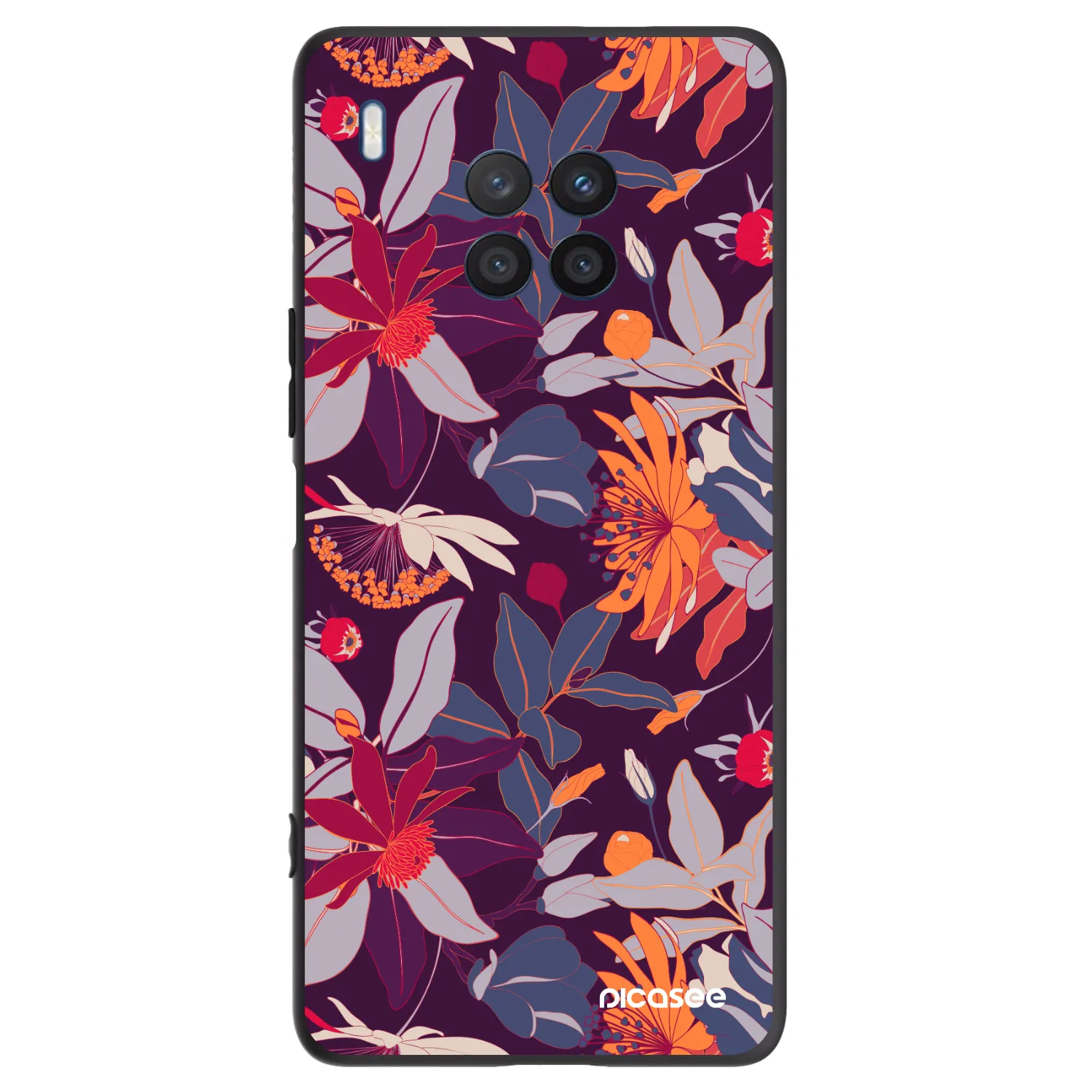 Picasee Honor 50 Lite Hülle - Schwarzes Silikon - Purple Leaf
