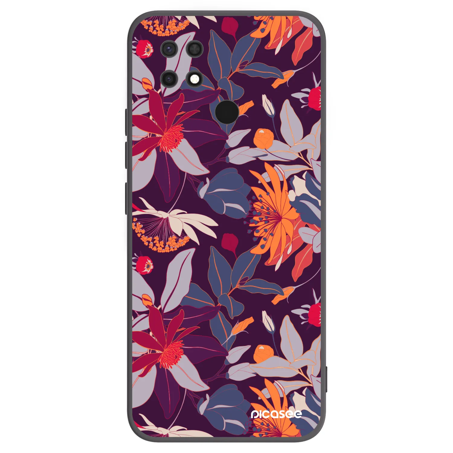 Picasee Xiaomi Redmi 10C Hülle - Schwarzes Silikon - Purple Leaf