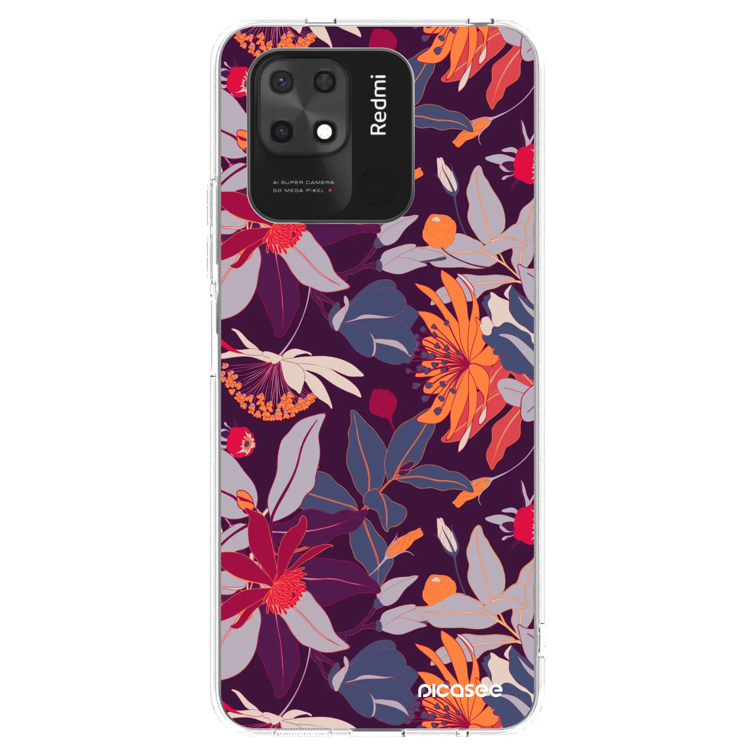 Picasee Xiaomi Redmi 10C Hülle - Transparentes Silikon - Purple Leaf