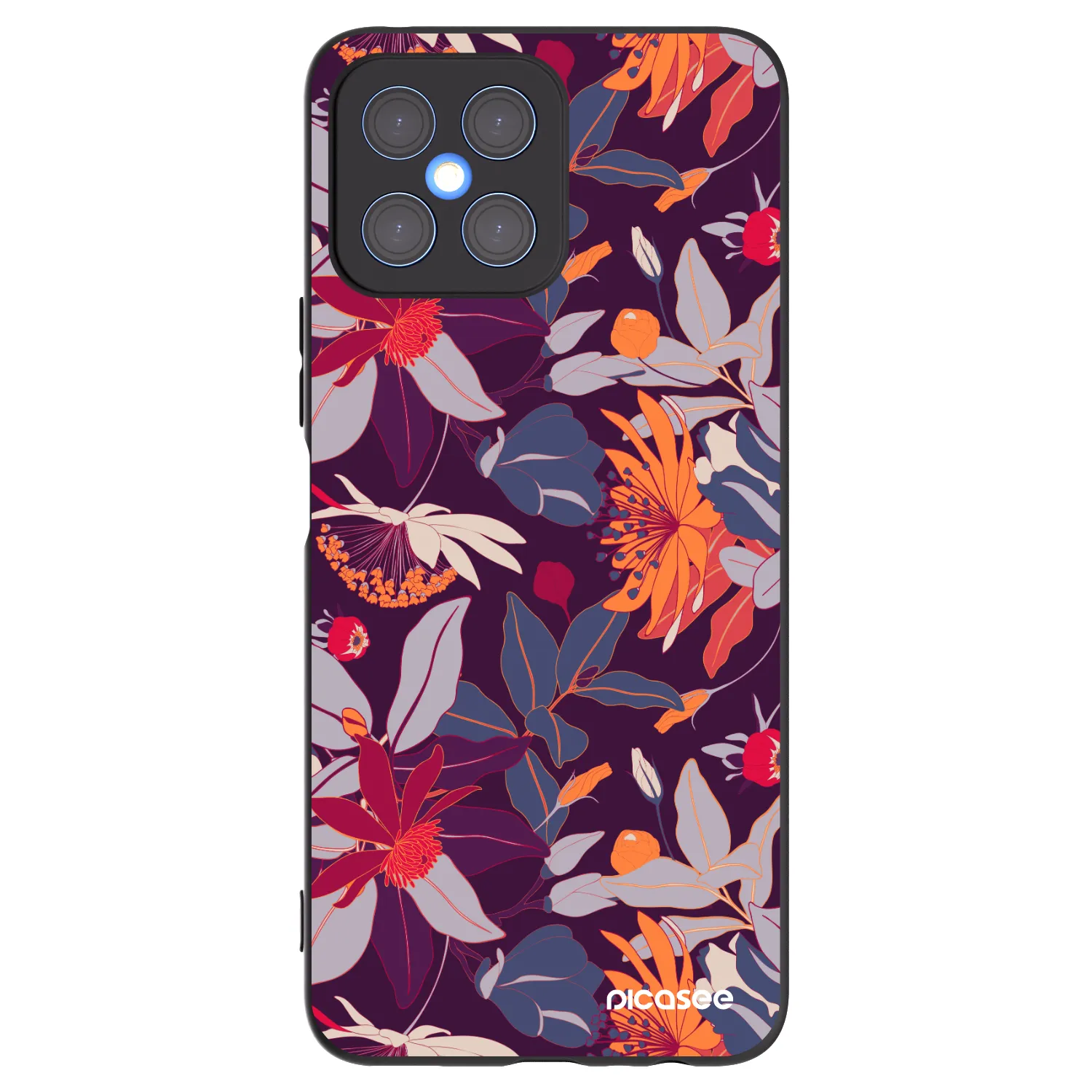 Picasee Honor X8 4G Hülle - Schwarzes Silikon - Purple Leaf