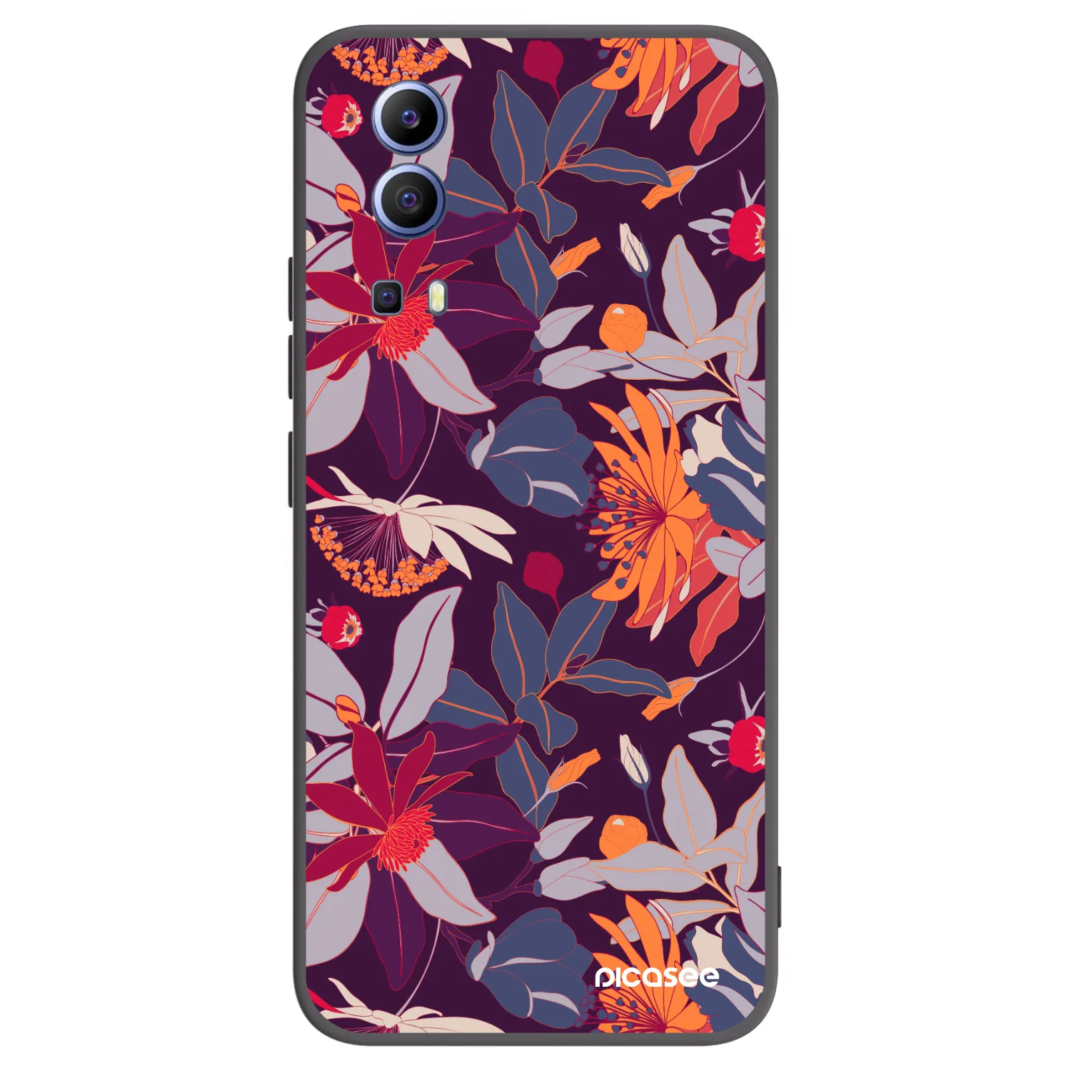 Picasee Vivo Y52 5G Hülle - Schwarzes Silikon - Purple Leaf