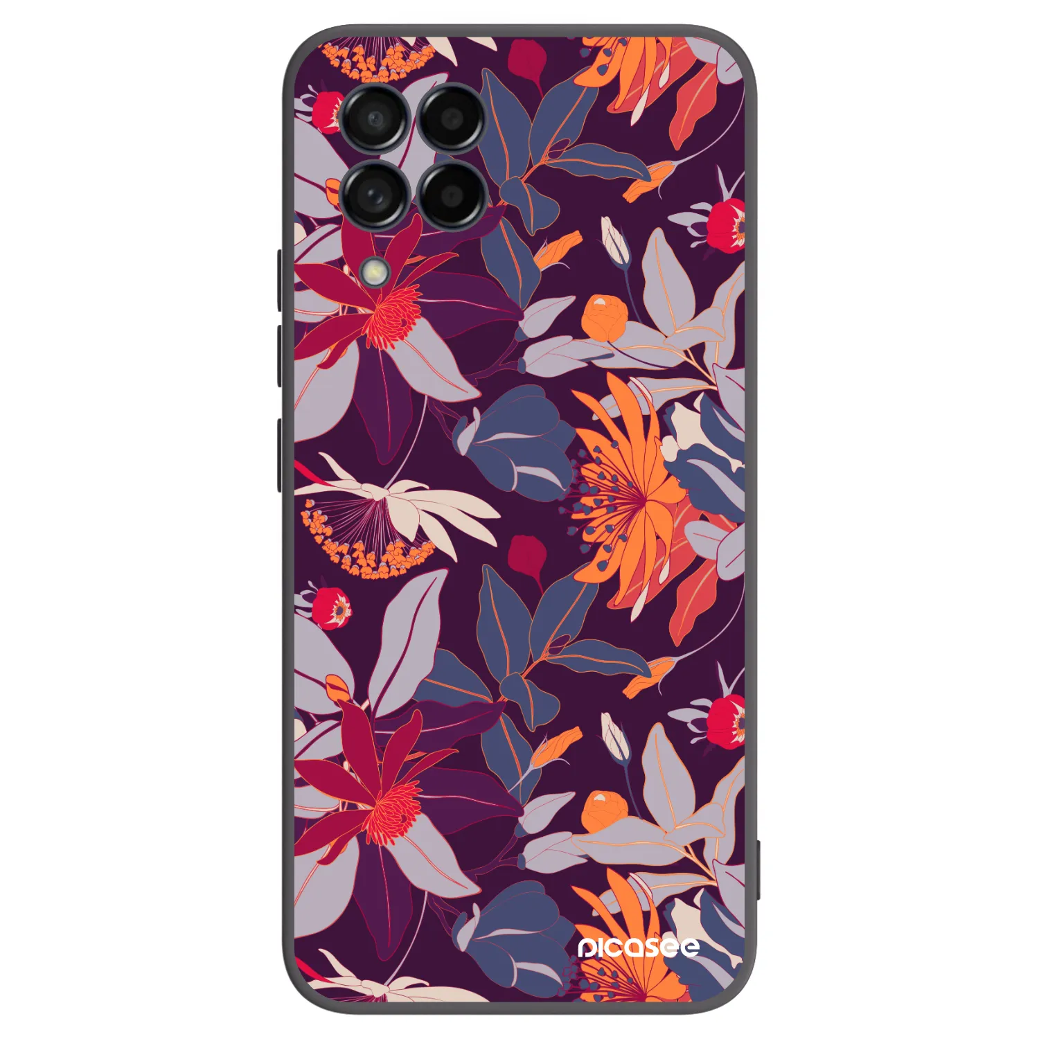 Picasee Samsung Galaxy M53 5G Hülle - Schwarzes Silikon - Purple Leaf