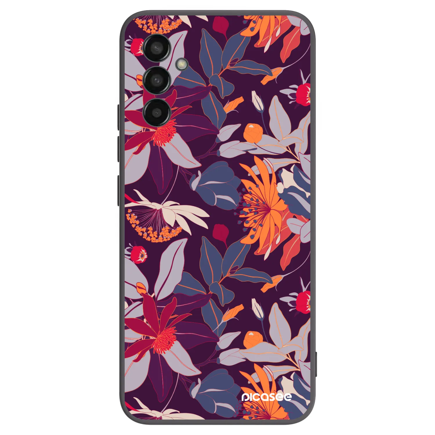 Picasee Samsung Galaxy M13 M135F Hülle - Schwarzes Silikon - Purple Leaf