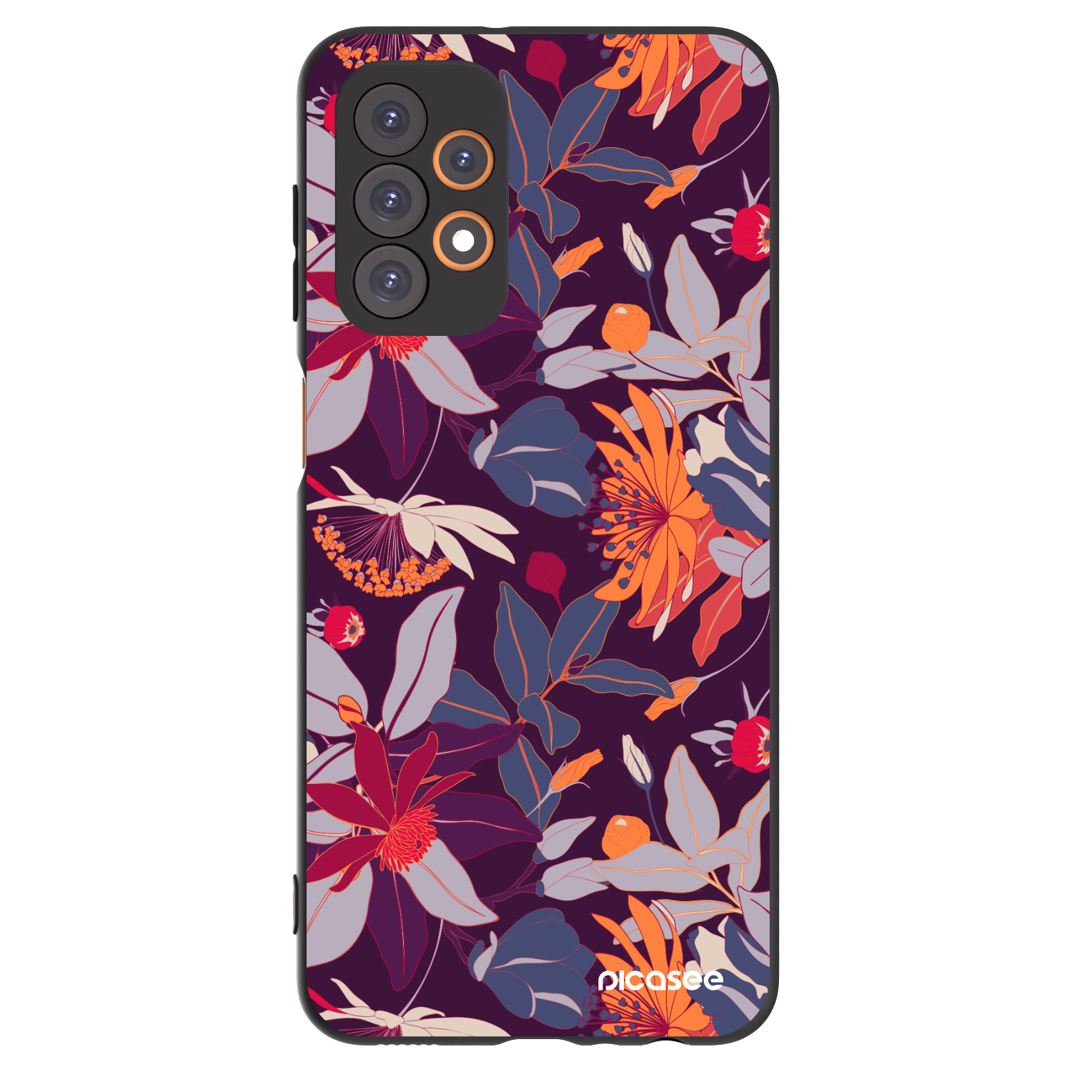Picasee Samsung Galaxy A23 A235F 4G Hülle - Schwarzes Silikon - Purple Leaf