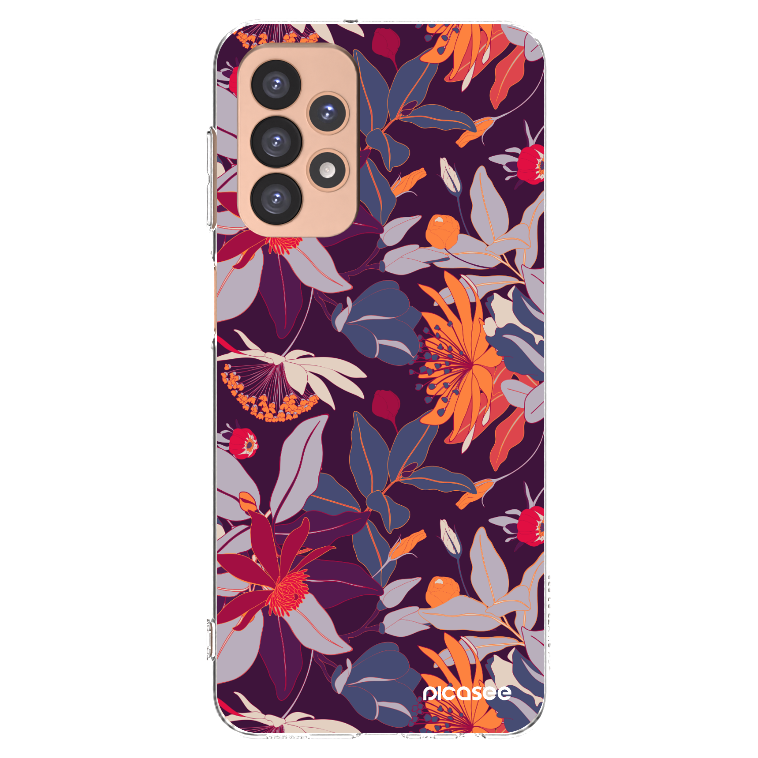 Picasee Samsung Galaxy A23 A236B 5G Hülle - Transparentes Silikon - Purple Leaf