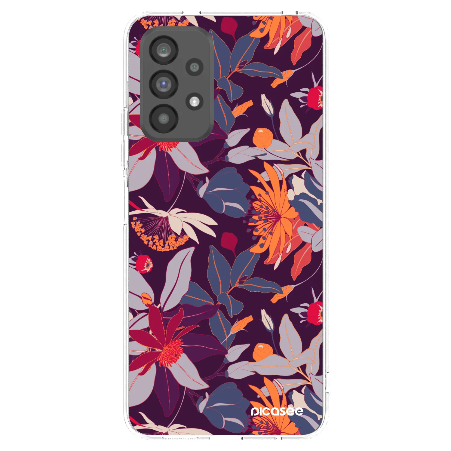 Picasee Samsung Galaxy A73 5G Hülle - Transparentes Silikon - Purple Leaf
