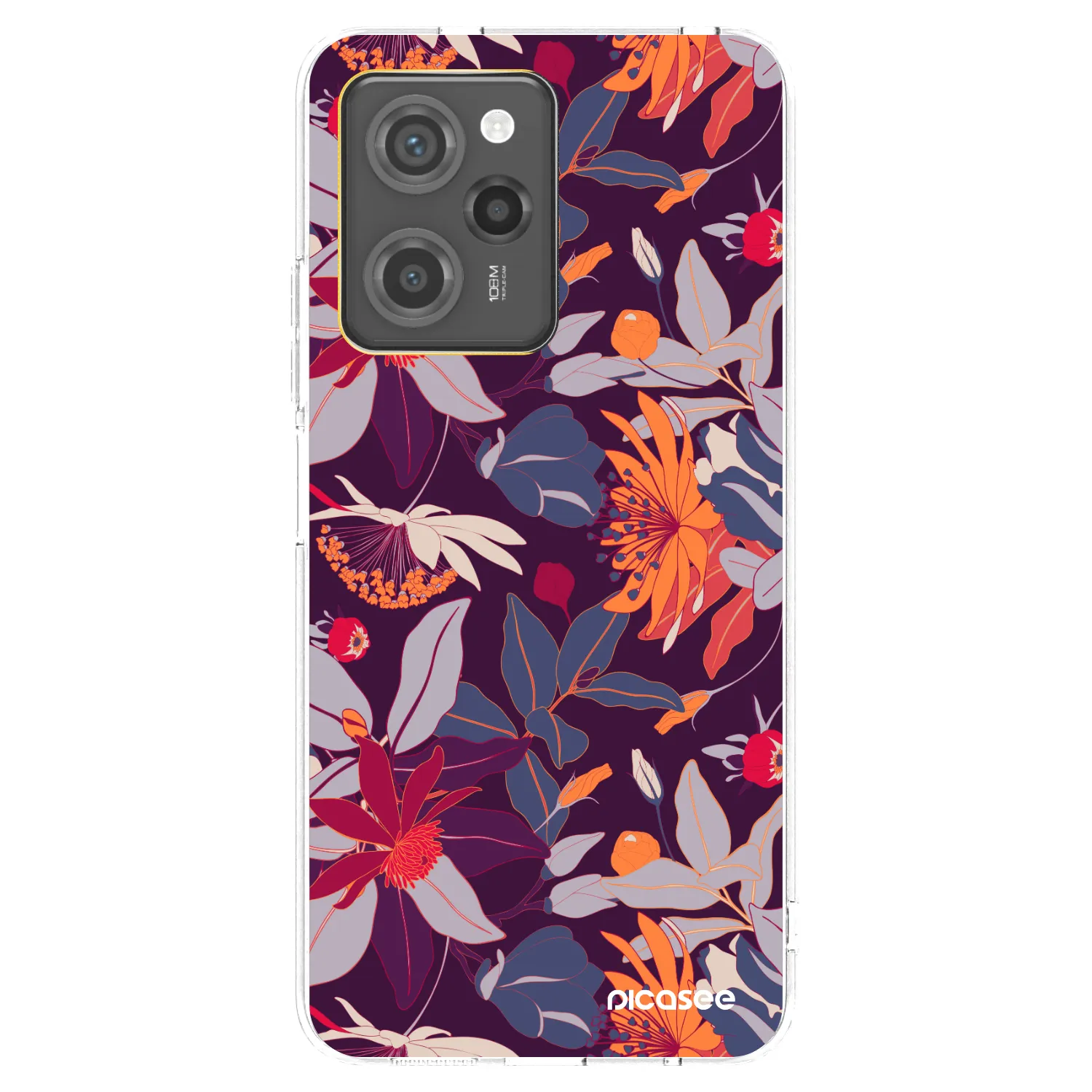 Picasee Xiaomi Poco X5 Pro Hülle - Schwarzes Silikon - Purple Leaf