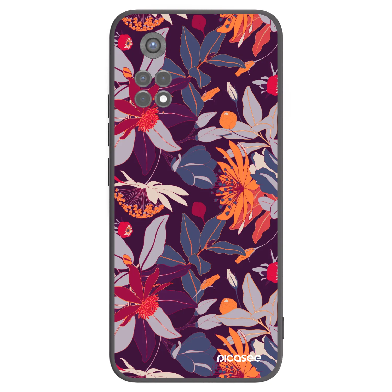 Picasee Xiaomi Redmi Note 11S 5G Hülle - Schwarzes Silikon - Purple Leaf