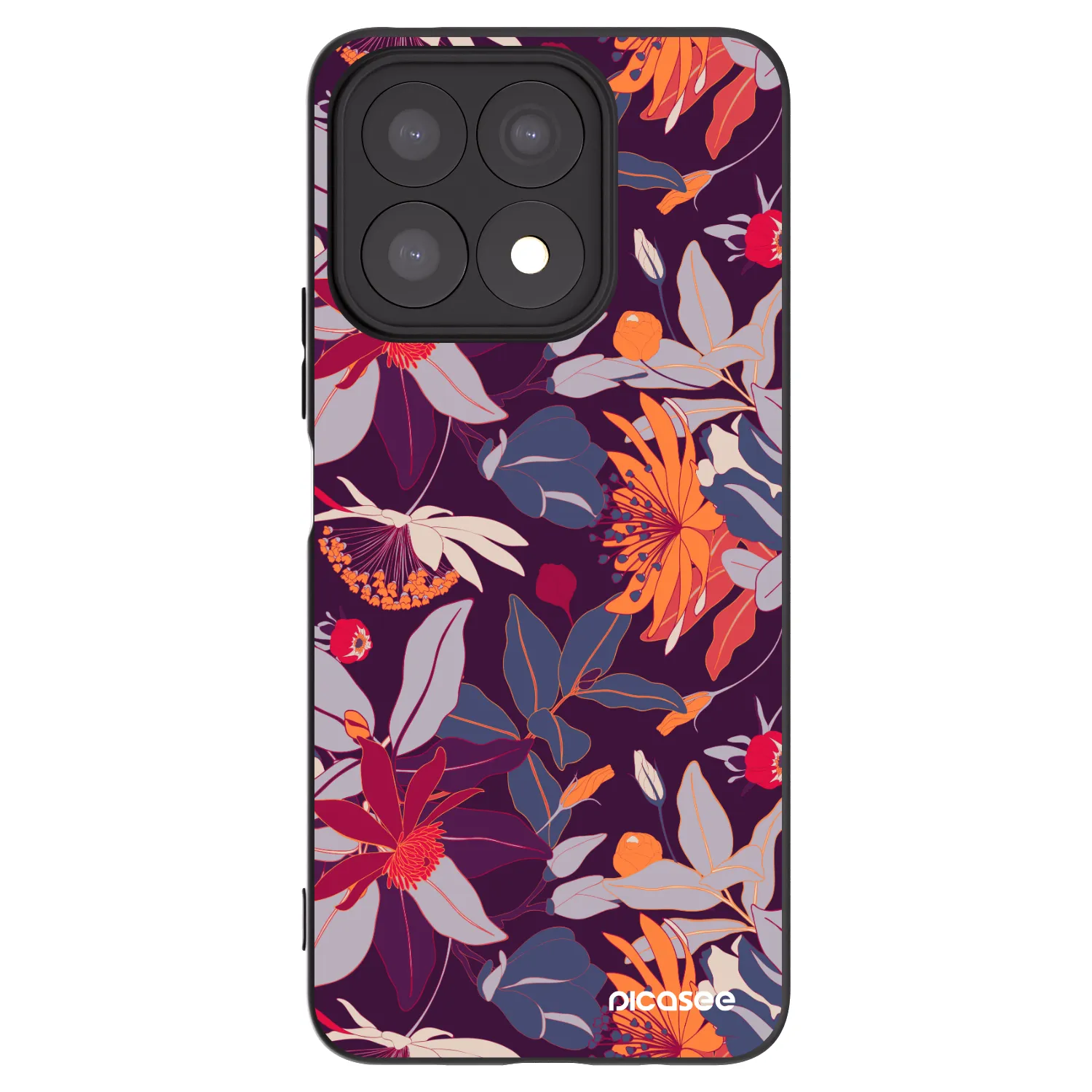 Picasee Honor X8a Hülle - Schwarzes Silikon - Purple Leaf