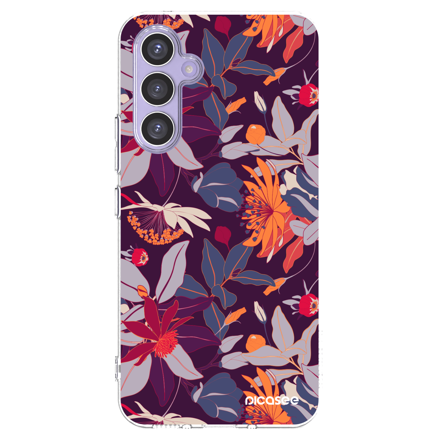 Picasee Samsung Galaxy A54 5G A546B Hülle - Transparentes Silikon - Purple Leaf