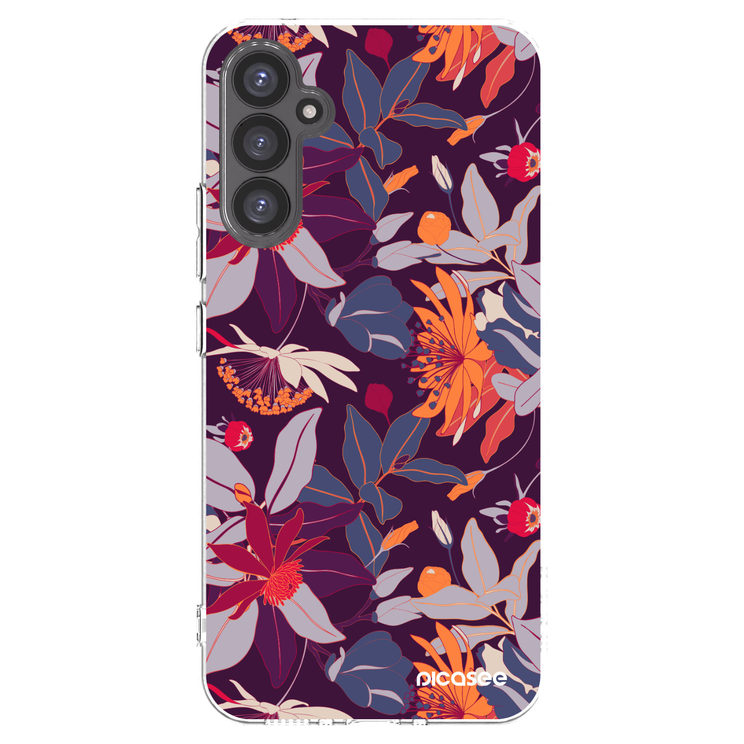 Picasee Samsung Galaxy A34 5G A346B Hülle - Transparentes Silikon - Purple Leaf