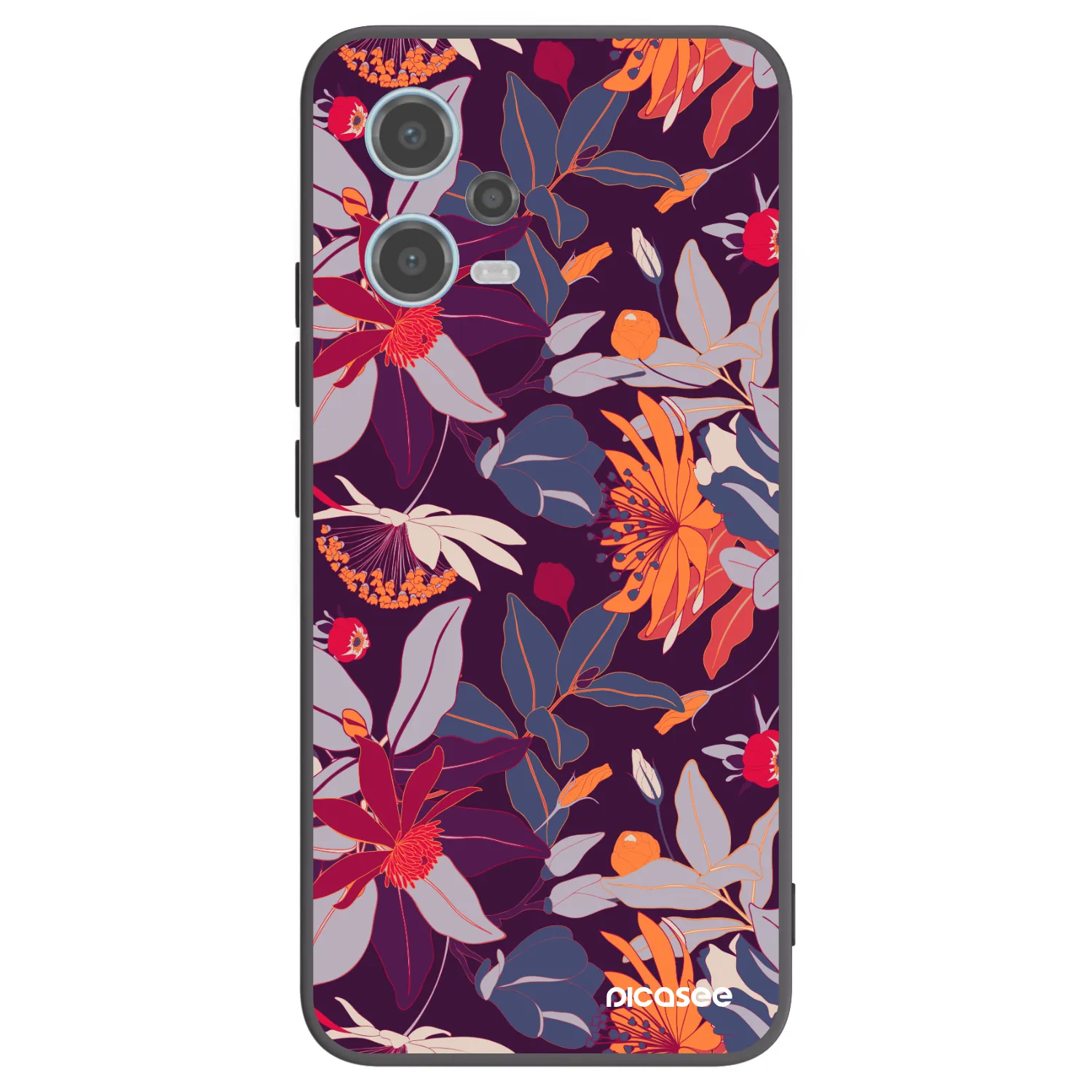 Picasee Xiaomi Redmi Note 12 5G Hülle - Schwarzes Silikon - Purple Leaf