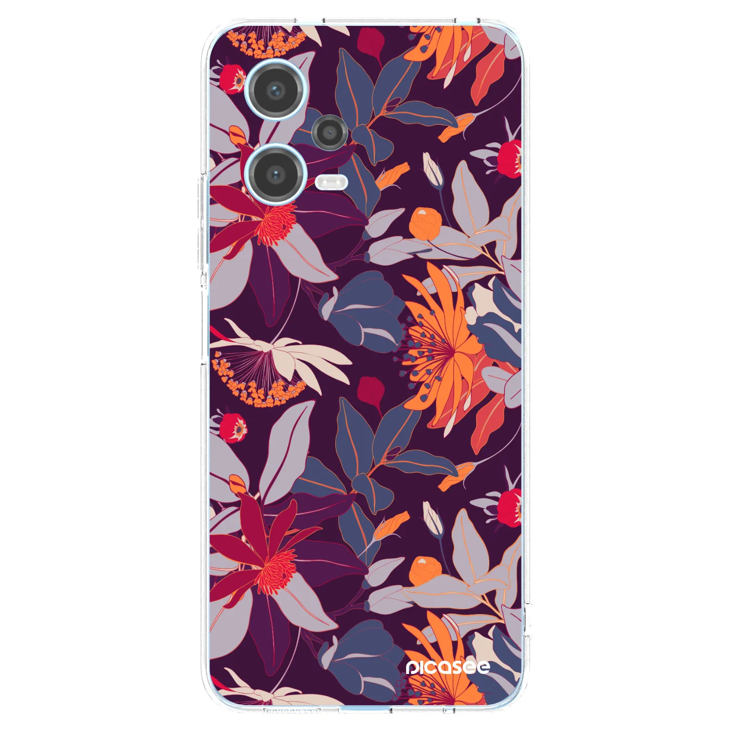 Picasee Xiaomi Redmi Note 12 5G Hülle - Transparentes Silikon - Purple Leaf