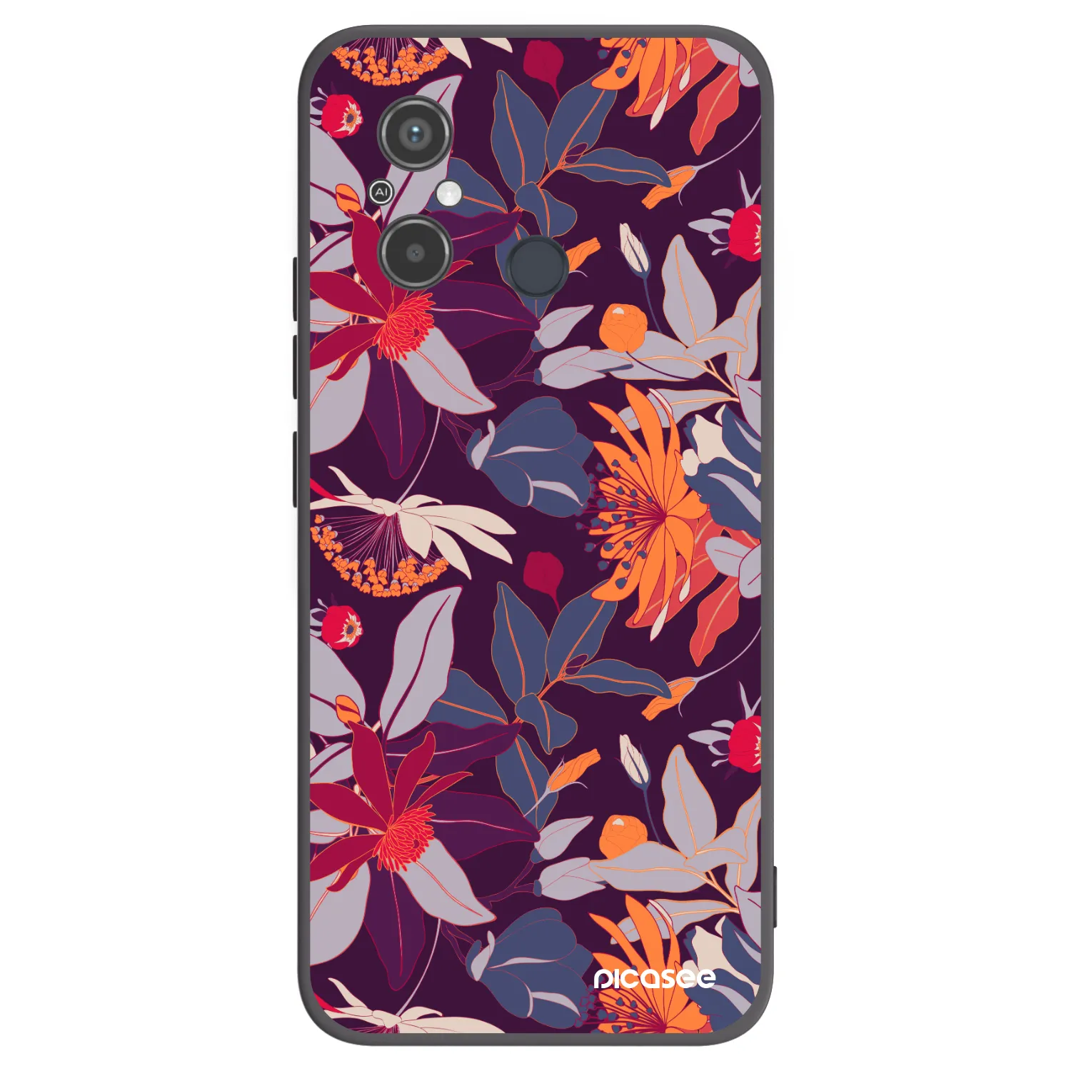 Picasee Xiaomi Redmi 12C Hülle - Schwarzes Silikon - Purple Leaf