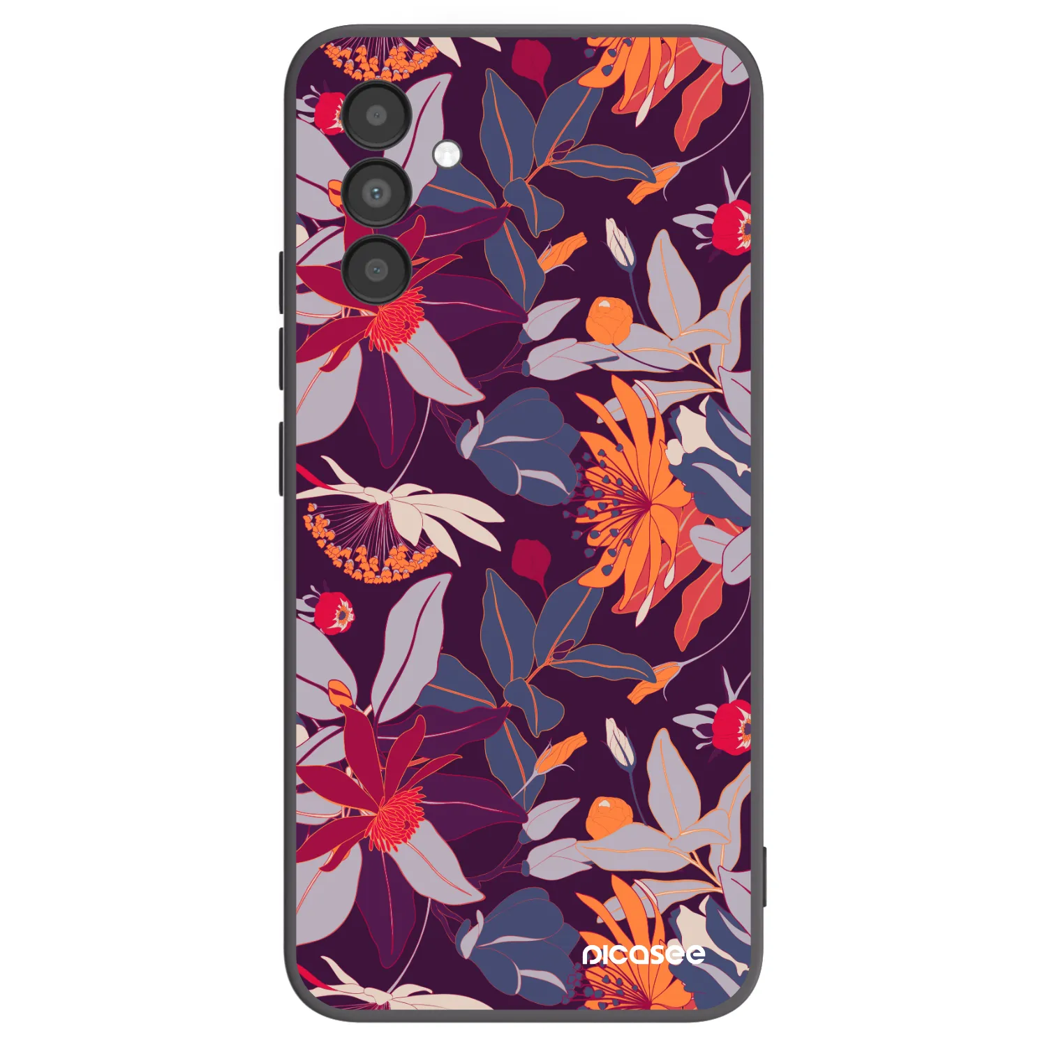 Picasee Samsung Galaxy A04s A047F Hülle - Schwarzes Silikon - Purple Leaf