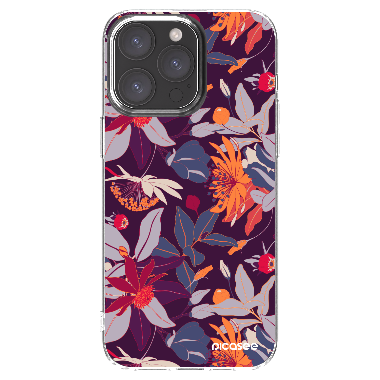 Picasee Apple iPhone 15 Pro Max Hülle - Transparentes Silikon - Purple Leaf