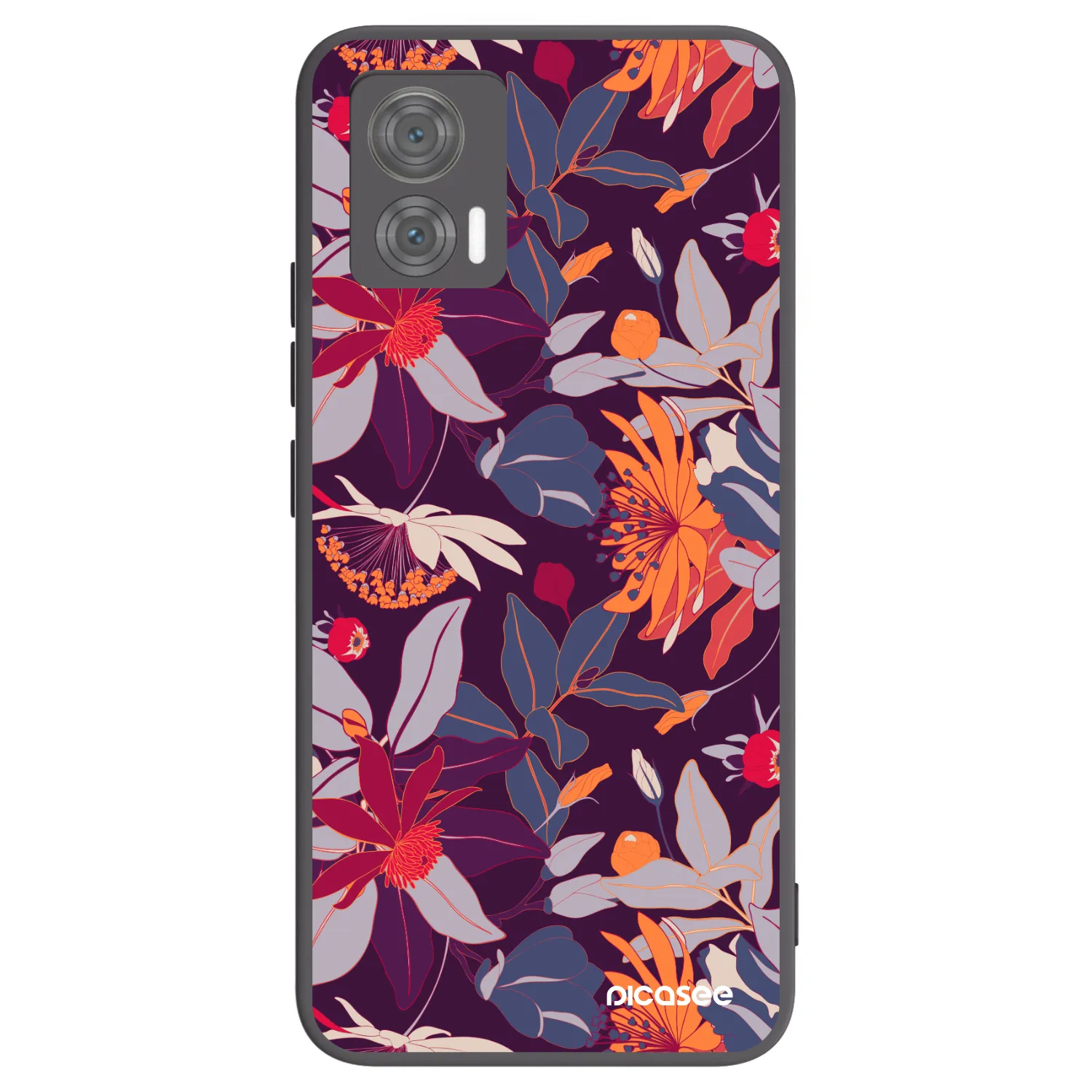 Picasee Motorola Edge 30 Neo Hülle - Schwarzes Silikon - Purple Leaf