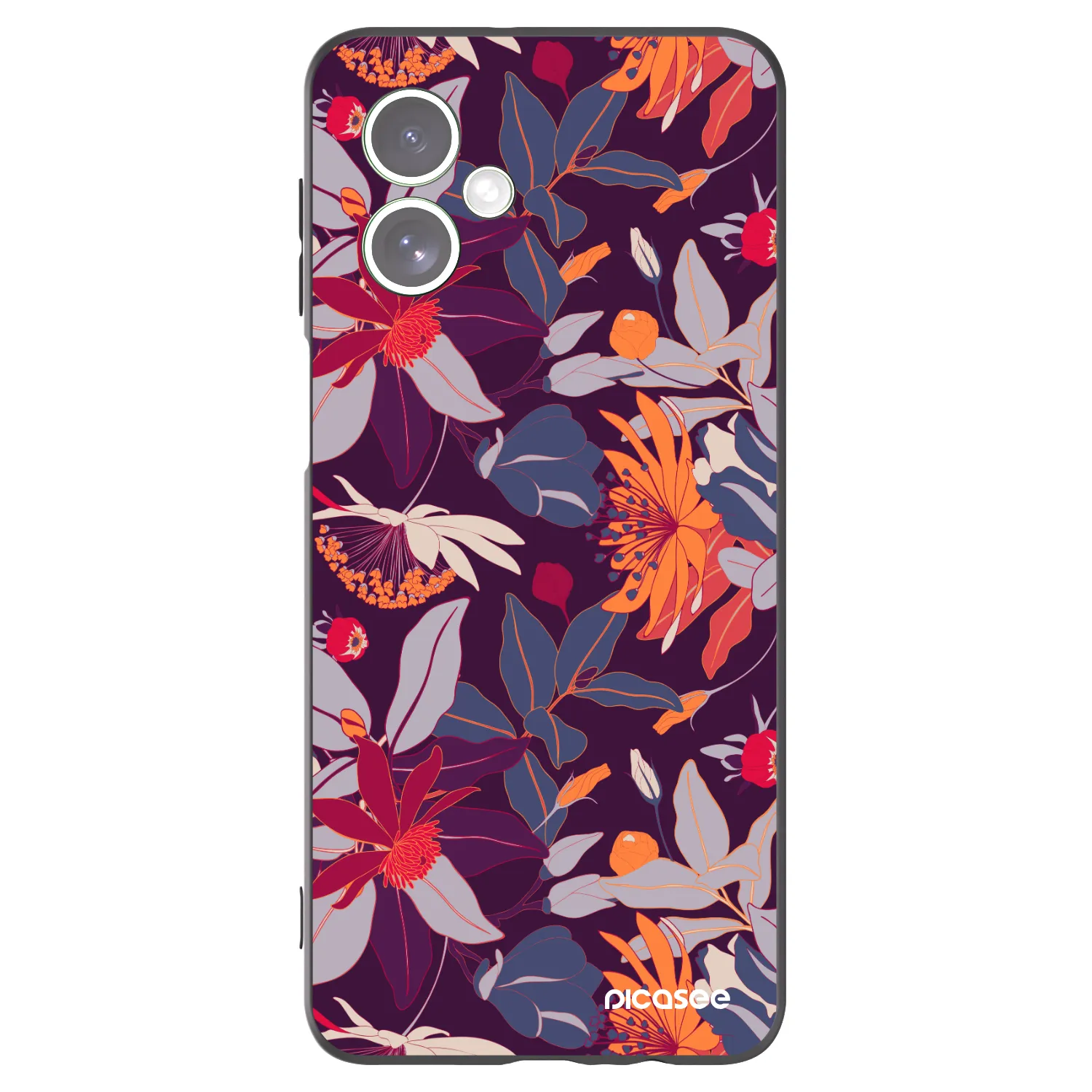 Picasee Motorola Moto G54 5G Hülle - Schwarzes Silikon - Purple Leaf