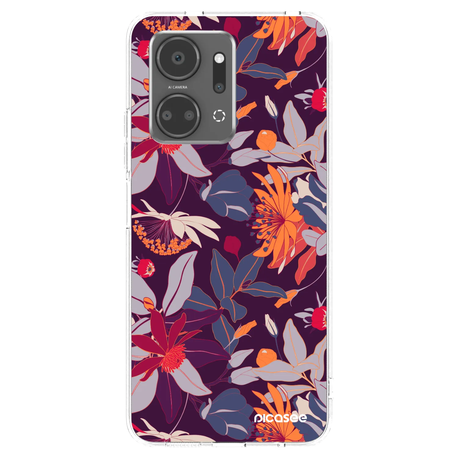 Picasee Honor X7a Hülle - Transparentes Silikon - Purple Leaf