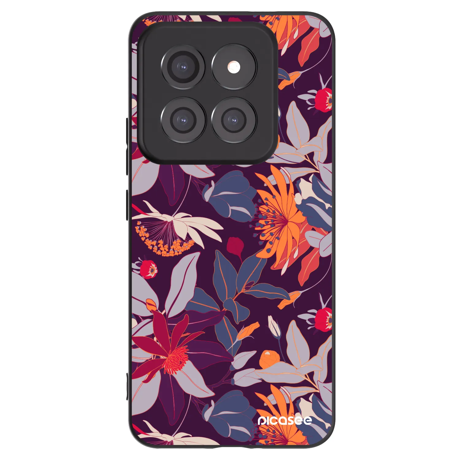 Picasee Xiaomi 14 Pro Hülle - Schwarzes Silikon - Purple Leaf