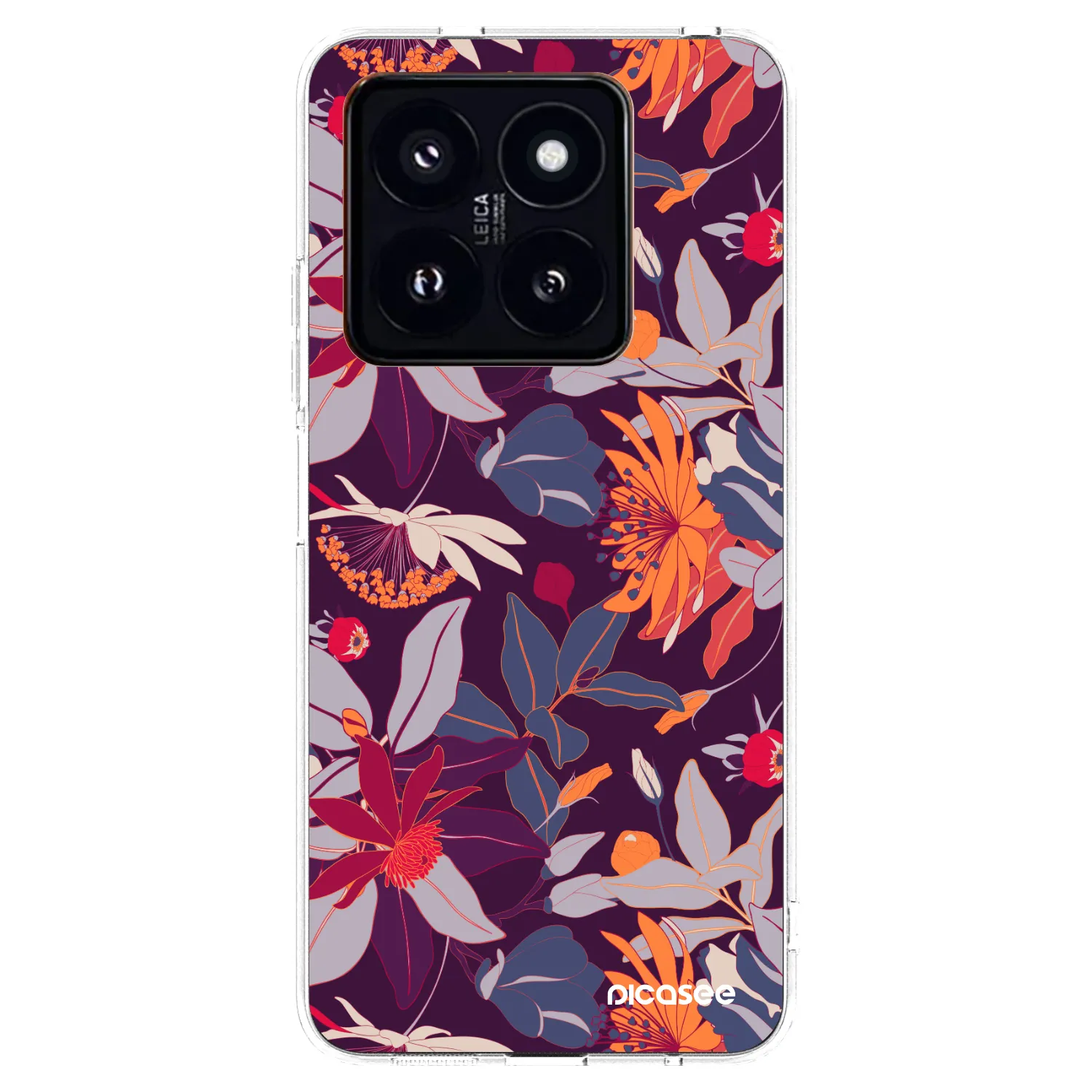 Picasee Xiaomi 14 Pro Hülle - Transparentes Silikon - Purple Leaf
