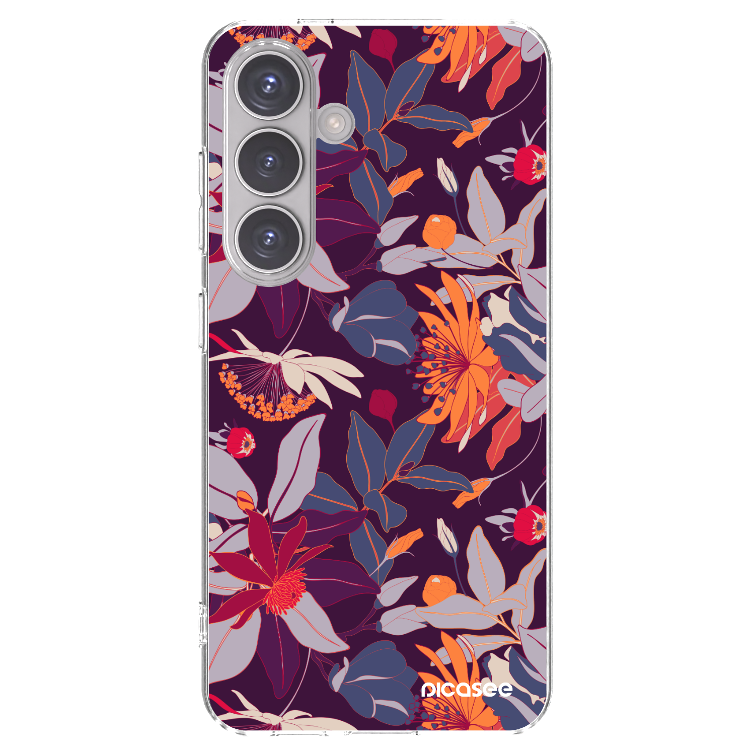 Picasee Samsung Galaxy S24 S921B 5G Hülle - Transparentes Silikon - Purple Leaf