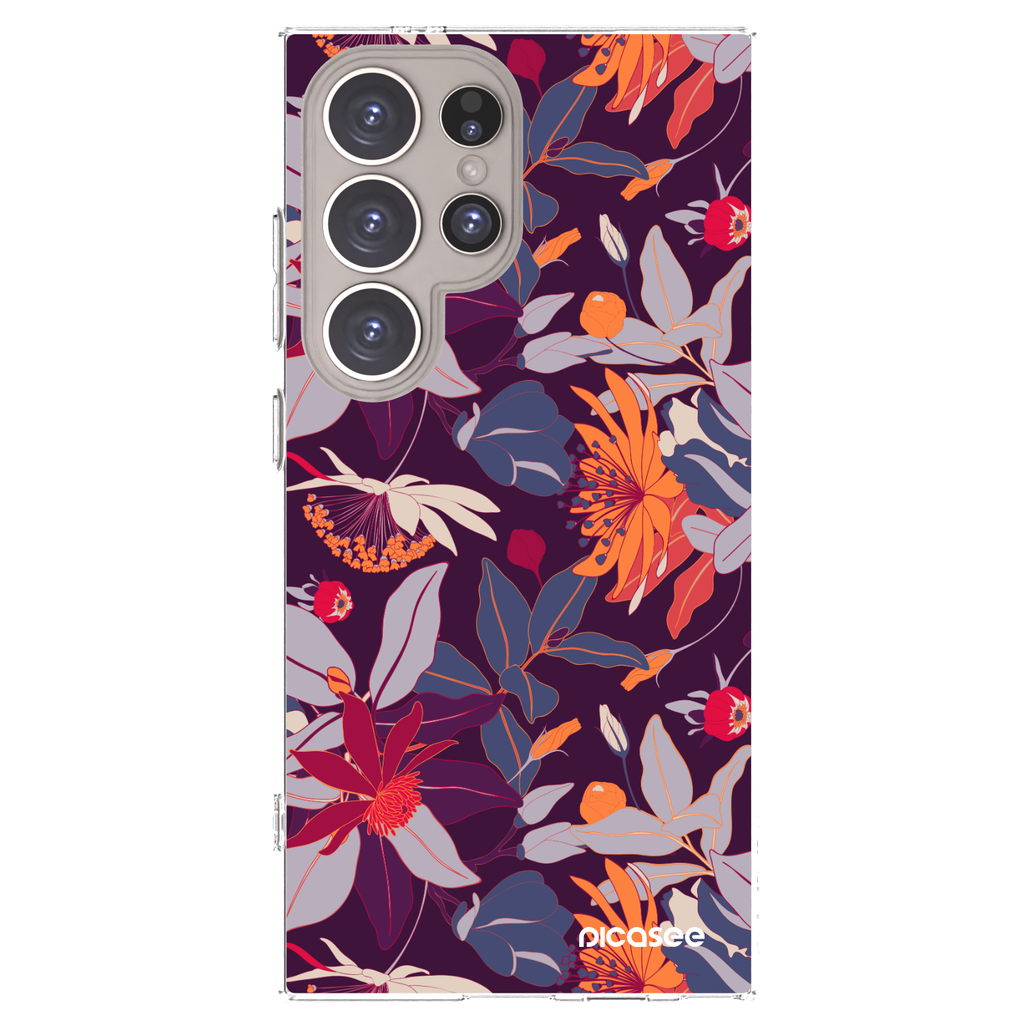 Picasee Samsung Galaxy S24 Ultra S928B 5G Hülle - Transparentes Silikon - Purple Leaf