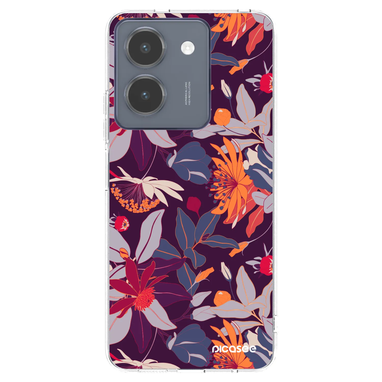 Picasee Vivo Y36 4G Hülle - Transparentes Silikon - Purple Leaf
