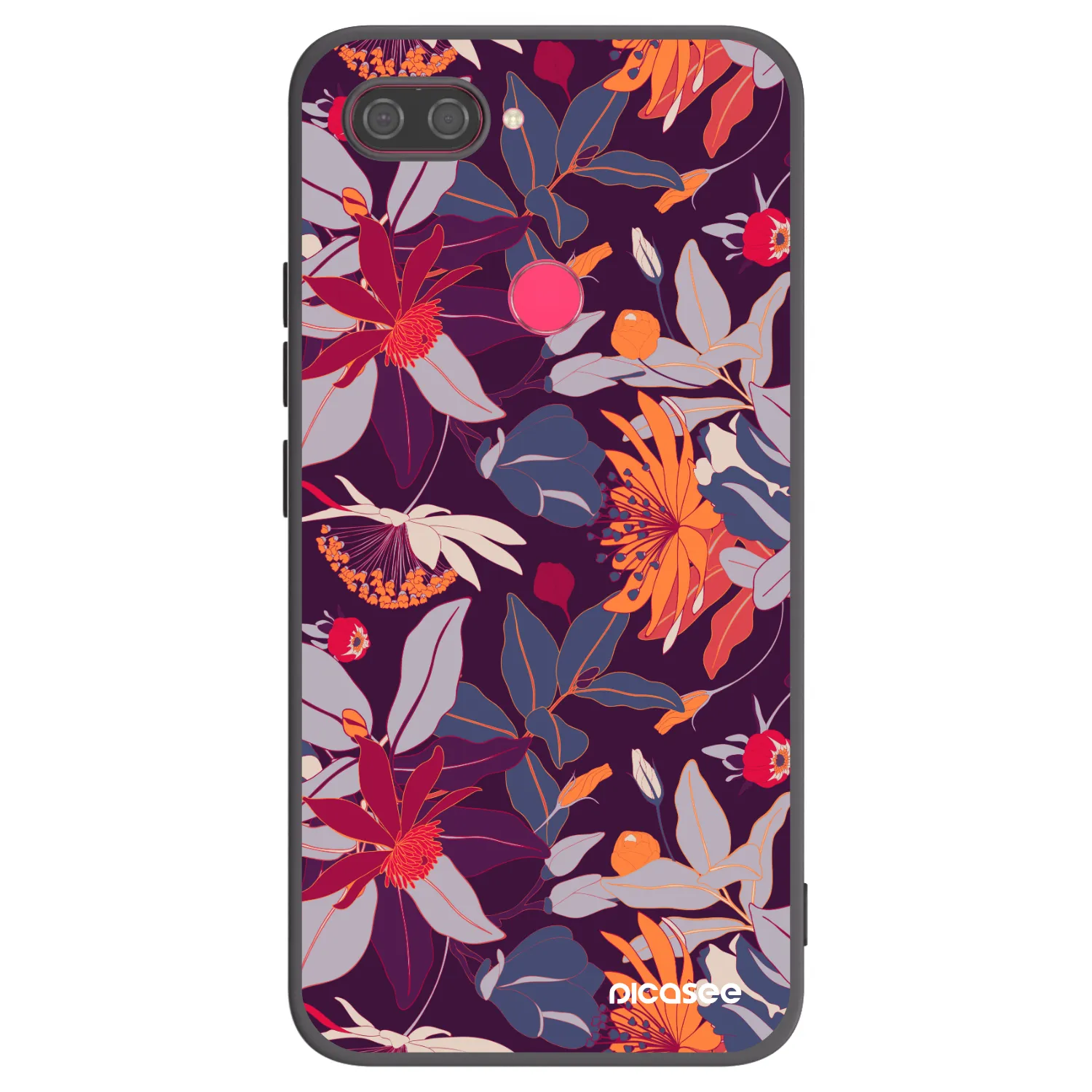 Picasee Xiaomi Mi 8 Lite Hülle - Schwarzes Silikon - Purple Leaf
