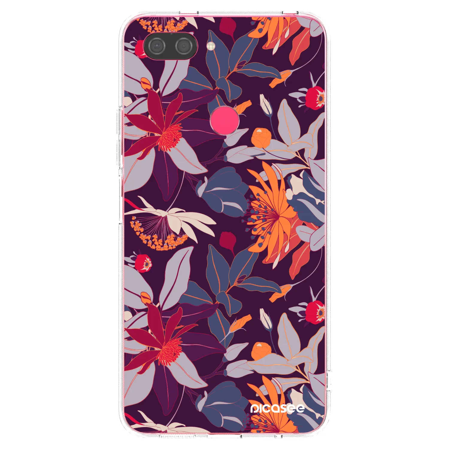 Picasee Xiaomi Mi 8 Lite Hülle - Transparentes Silikon - Purple Leaf