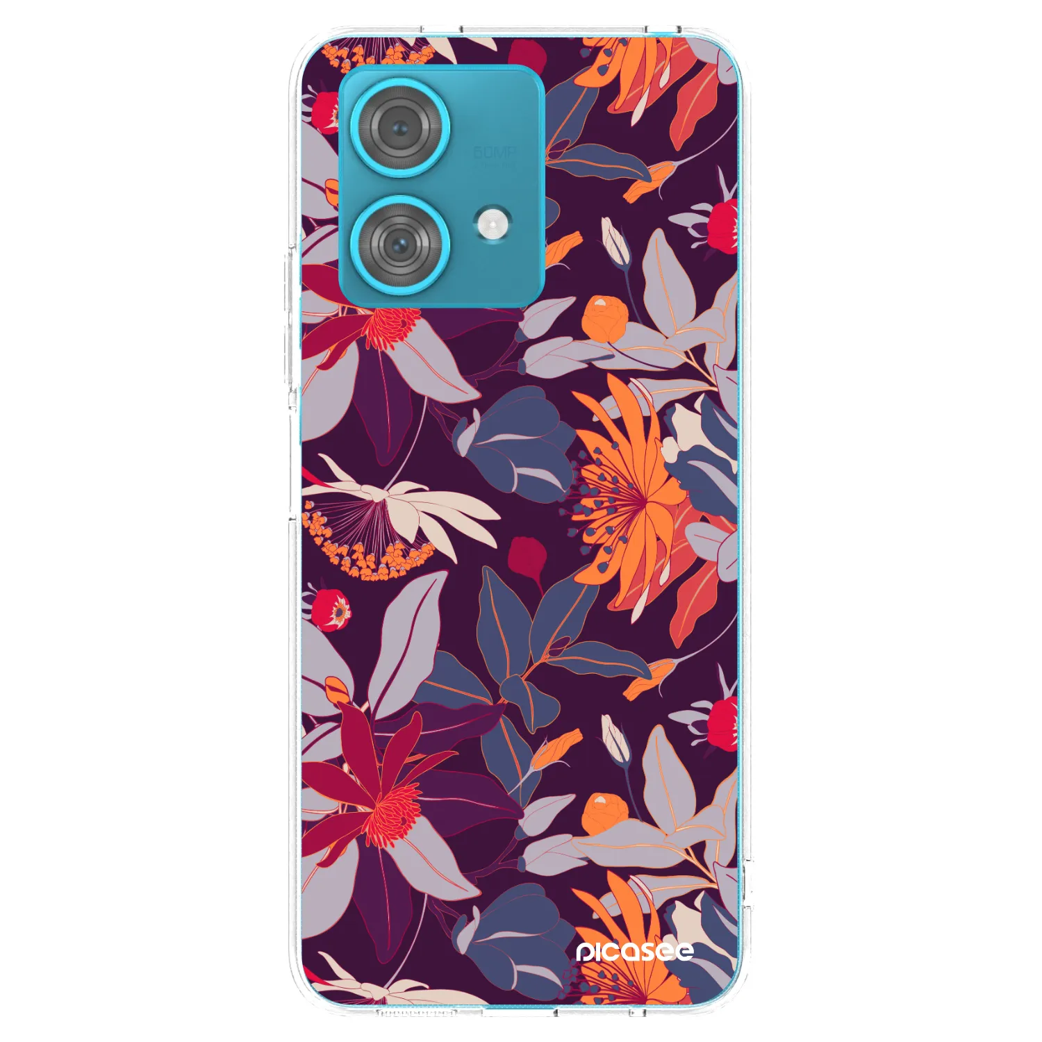 Picasee Motorola Edge 40 Neo Hülle - Transparentes Silikon - Purple Leaf