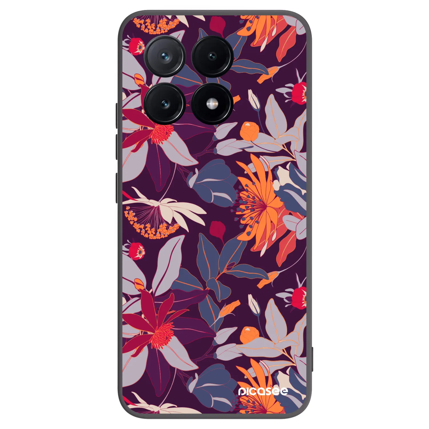 Picasee Xiaomi Poco X6 Pro Hülle - Schwarzes Silikon - Purple Leaf
