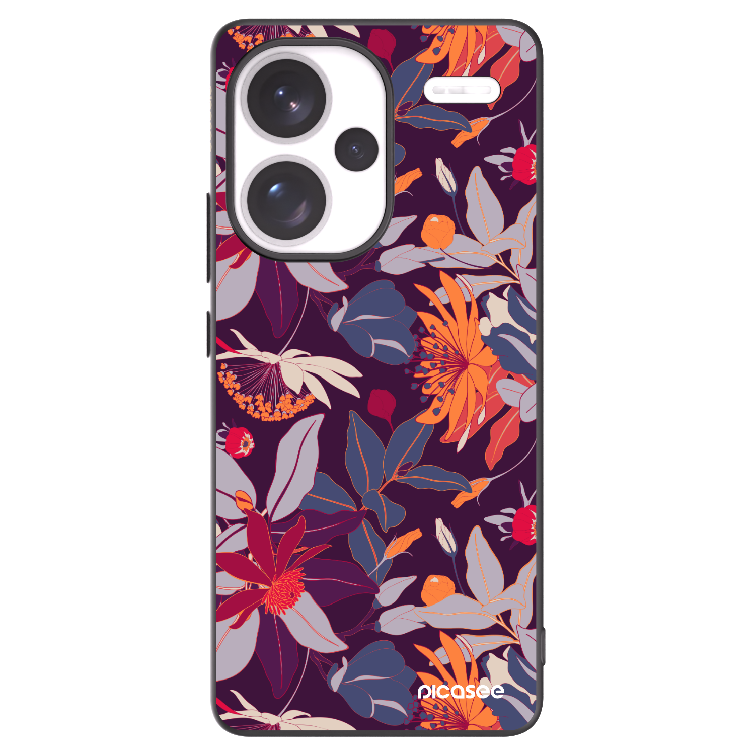 Picasee Xiaomi Redmi Note 13 Pro+ 5G Hülle - Schwarzes Silikon - Purple Leaf