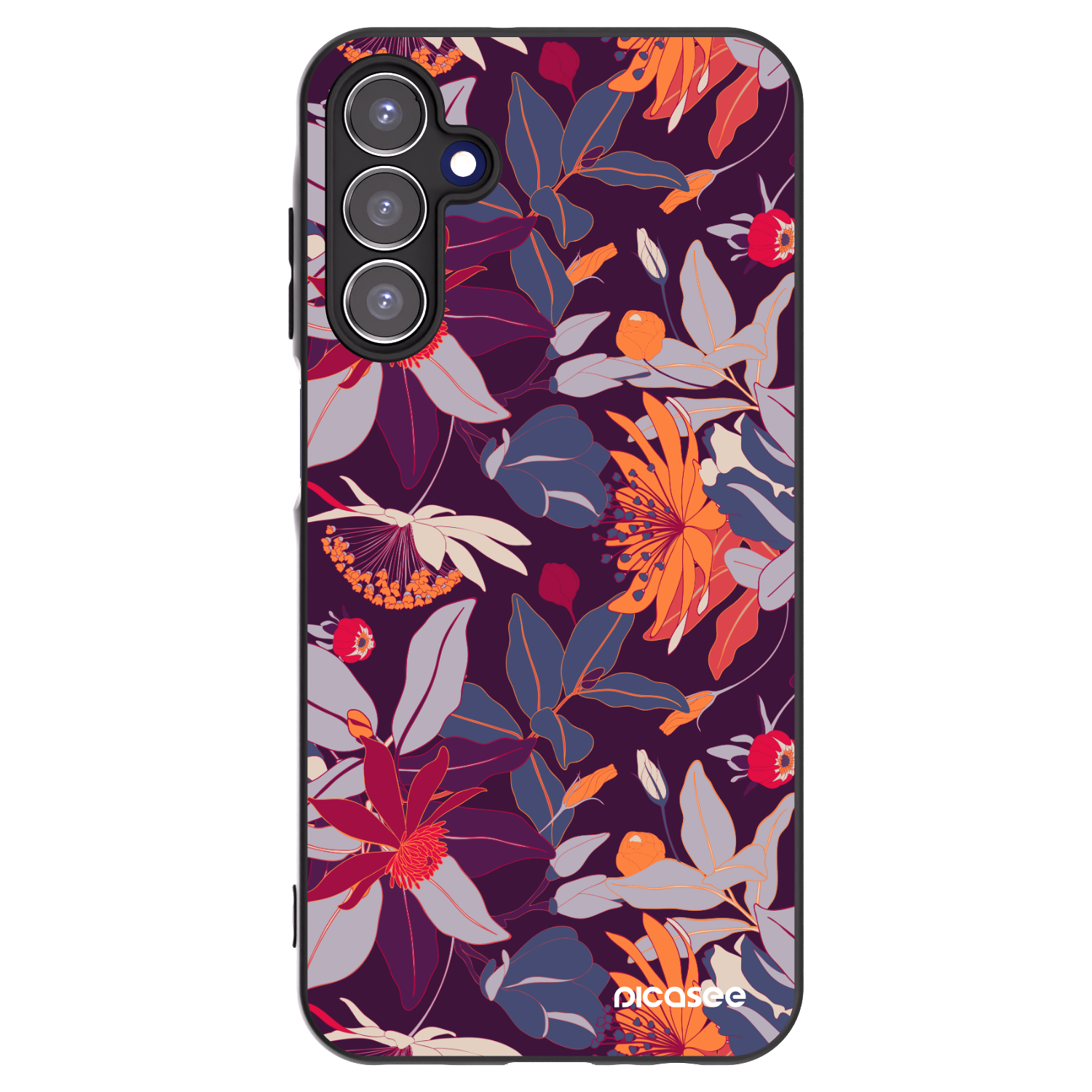 Picasee Samsung Galaxy A15 A156B 5G Hülle - Schwarzes Silikon - Purple Leaf