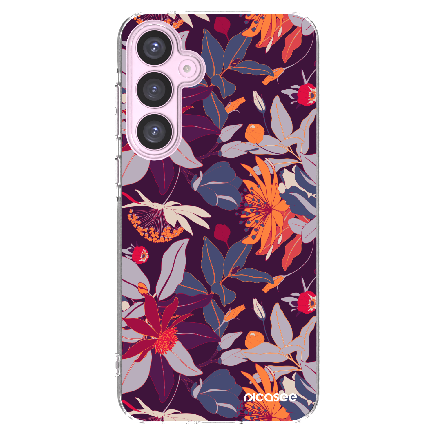 Picasee Samsung Galaxy A55 5G A556B Hülle - Transparentes Silikon - Purple Leaf