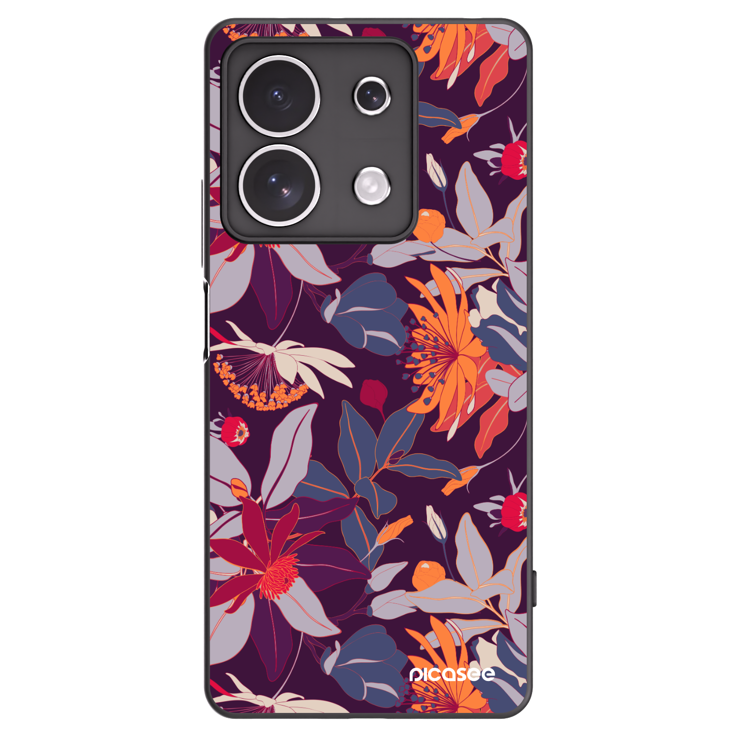 Picasee Xiaomi Redmi Note 13 4G Hülle - Schwarzes Silikon - Purple Leaf