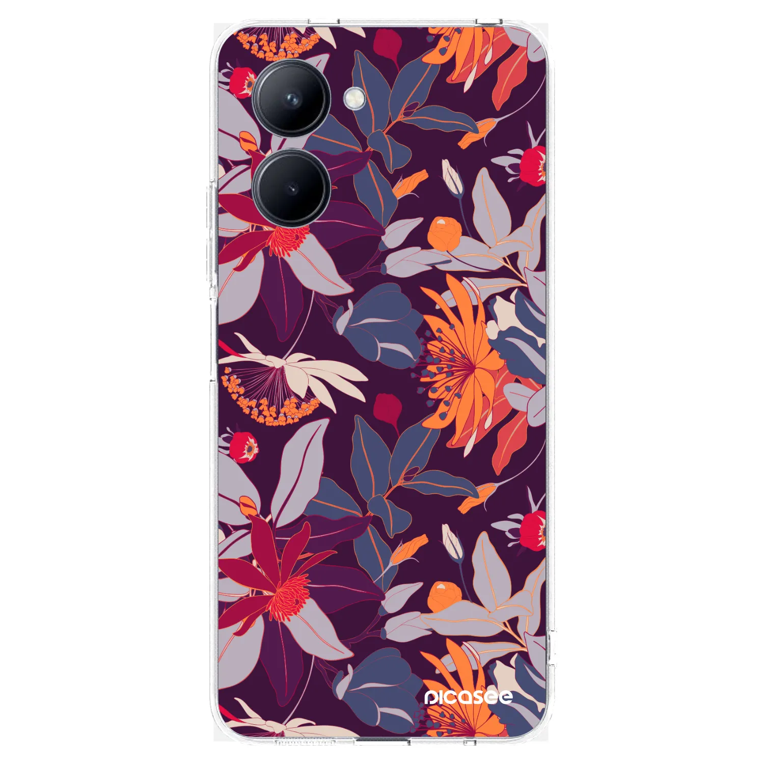 Picasee Realme C33 (2023) Hülle - Transparentes Silikon - Purple Leaf